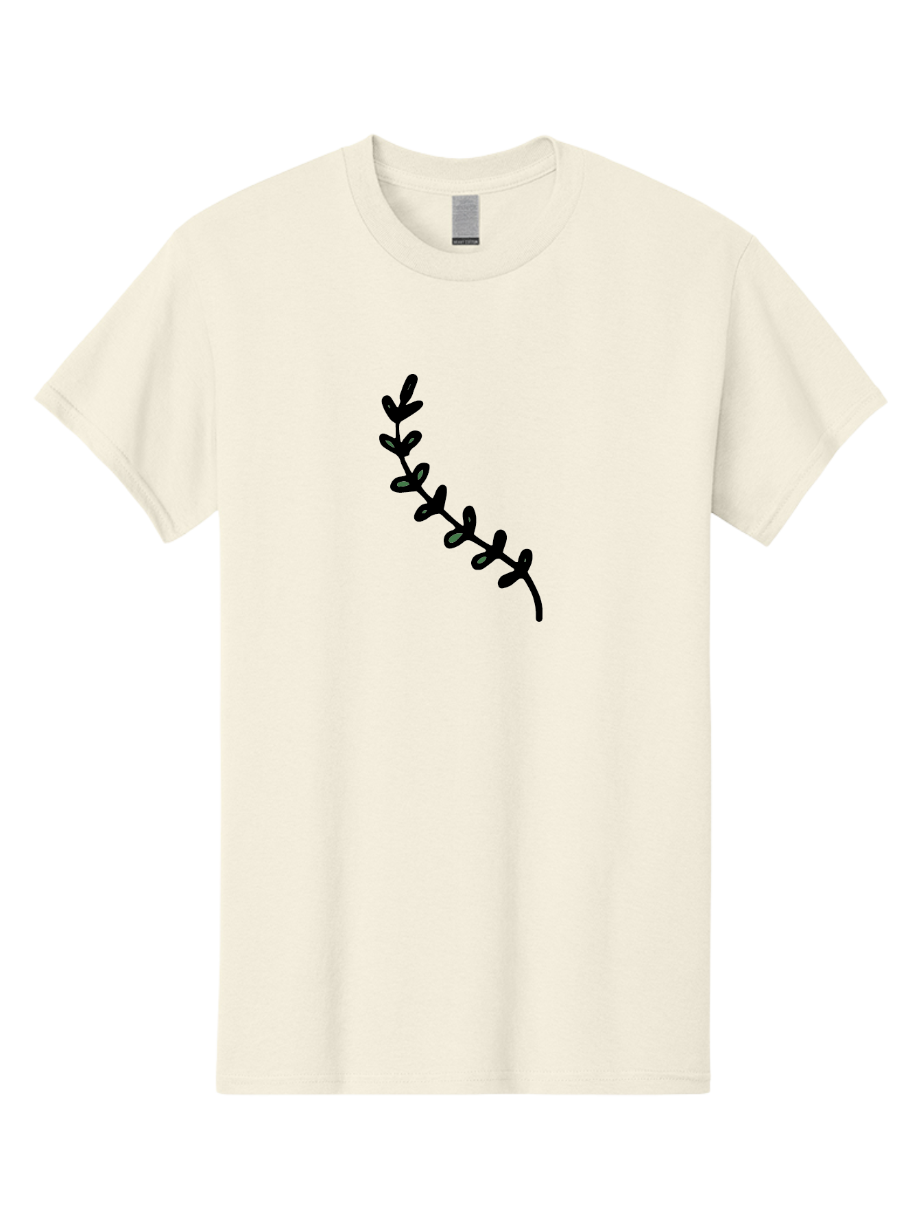 Leafy-Branch Men'S Graphic Tee, 100% Cotton, Comfortable Casual Summer Wear, Machine Washable, Simple Vine, Curved Stem, Black Leaves, Grey Highlights, Digital Art, Minimalist Design, Simple Shapes, Modern Illustration, Stylized Foliage, - Aaa966