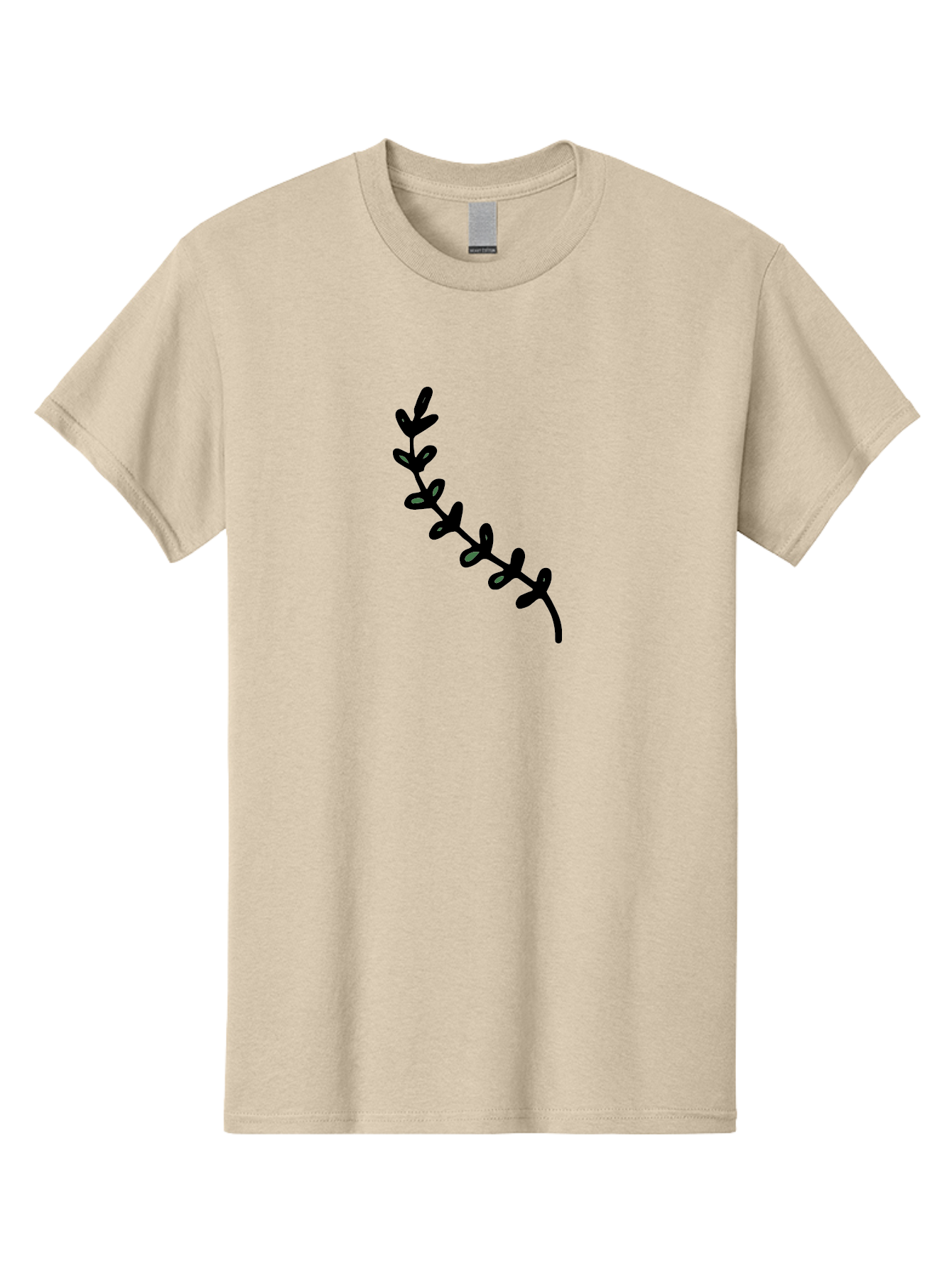 Leafy-Branch Men'S Graphic Tee, 100% Cotton, Comfortable Casual Summer Wear, Machine Washable, Simple Vine, Curved Stem, Black Leaves, Grey Highlights, Digital Art, Minimalist Design, Simple Shapes, Modern Illustration, Stylized Foliage, - Aaa966