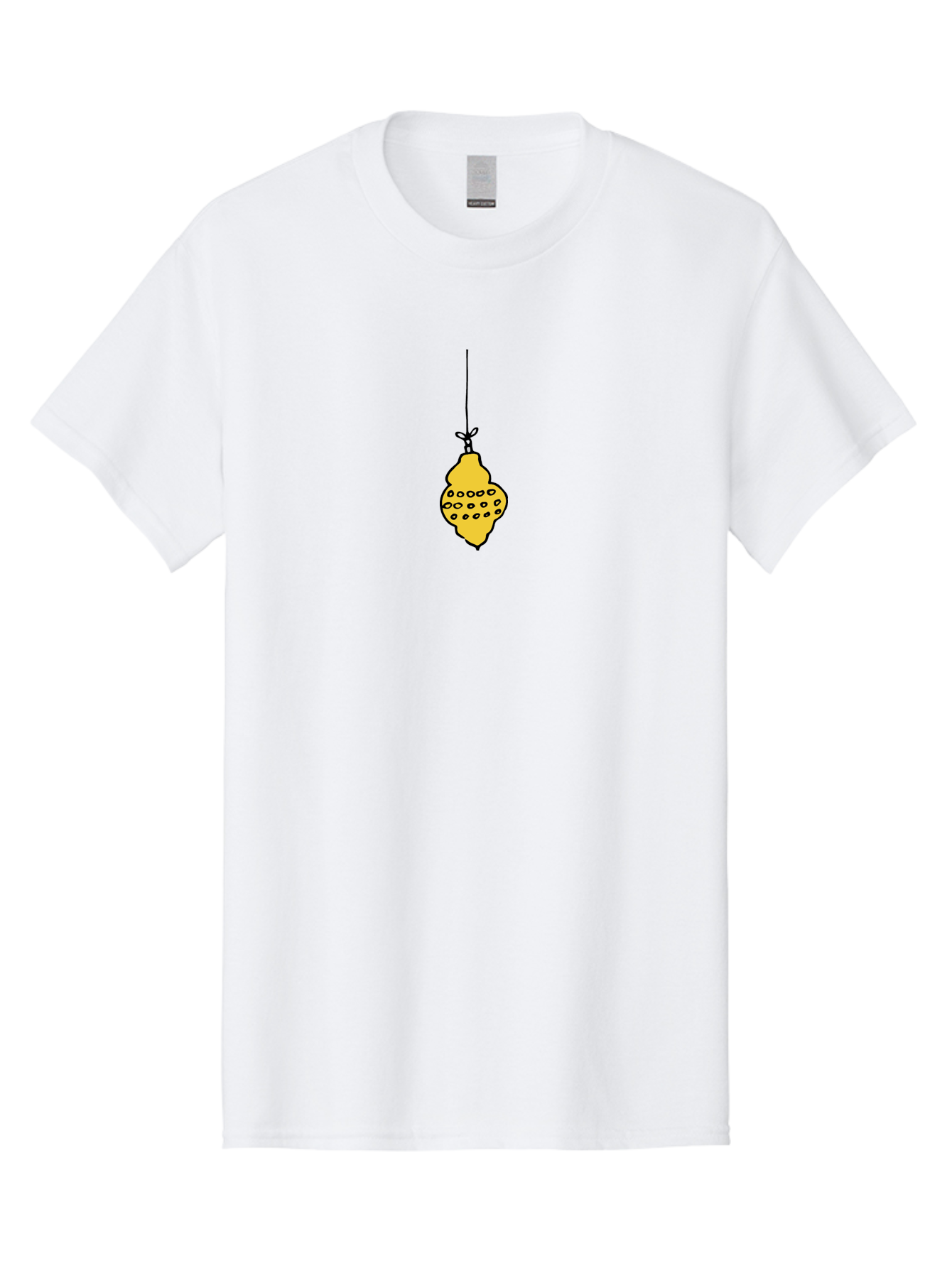 Lemon Men'S Graphic Tee, 100% Cotton, Comfortable Casual Summer Wear, Machine Washable, Lemon Hanging On String, Citrus Fruit, Yellow Lemon, Cartoon Lemon, Simple Design, Festive Decoration, Quirky Art - Aaa967