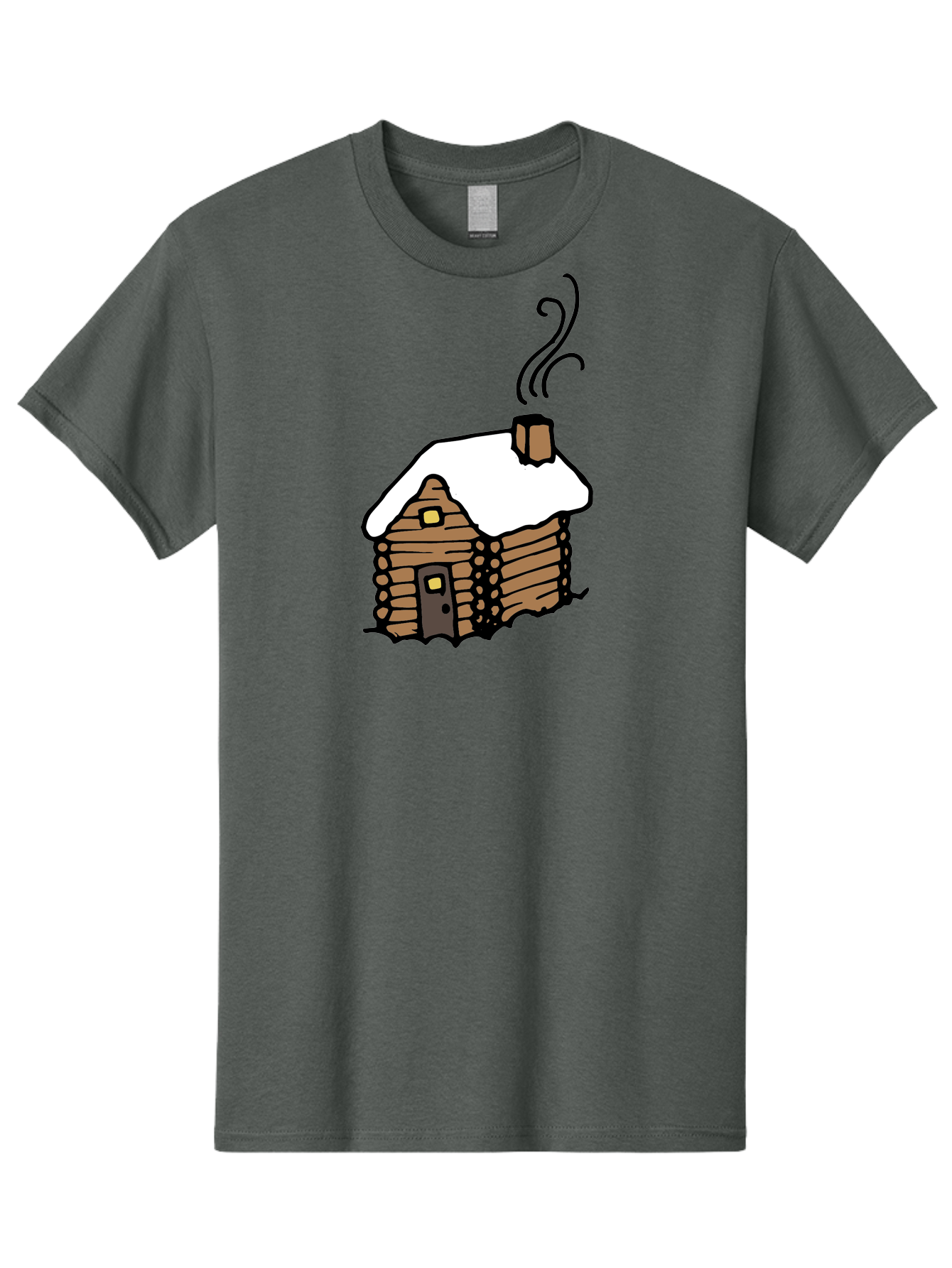 Log-Cabin Men'S Graphic Tee, 100% Cotton, Comfortable Casual Summer Wear, Machine Washable, Cozy Log Cabin, Snow-Covered Roof, Warm Fireplace, Snowy Landscape, Winter Wonderland, Rustic Charm, Cabin In The Woods - Aaa972
