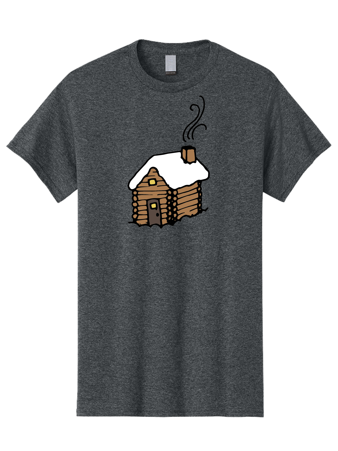 Log-Cabin Men'S Graphic Tee, 100% Cotton, Comfortable Casual Summer Wear, Machine Washable, Cozy Log Cabin, Snow-Covered Roof, Warm Fireplace, Snowy Landscape, Winter Wonderland, Rustic Charm, Cabin In The Woods - Aaa972