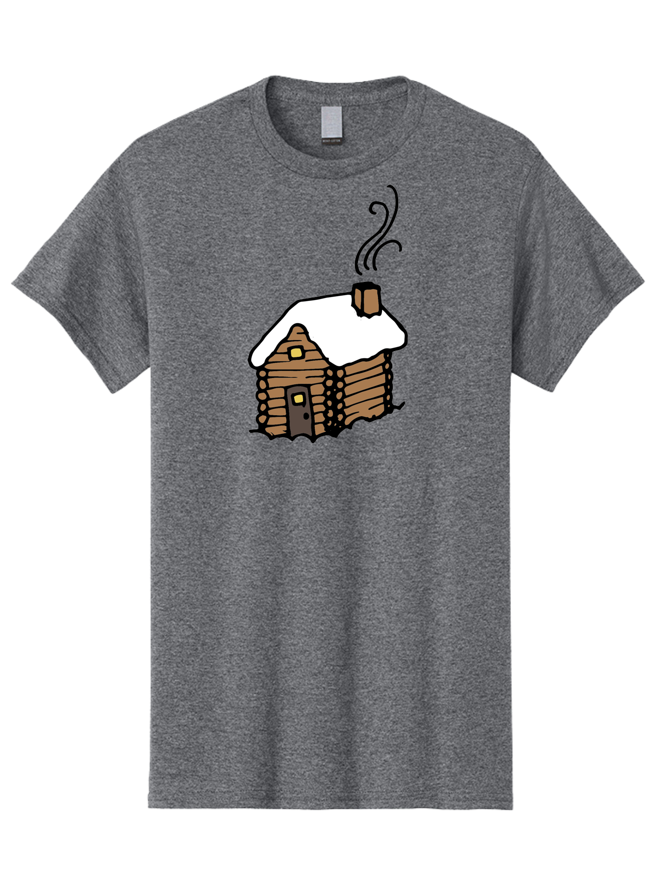 Log-Cabin Men'S Graphic Tee, 100% Cotton, Comfortable Casual Summer Wear, Machine Washable, Cozy Log Cabin, Snow-Covered Roof, Warm Fireplace, Snowy Landscape, Winter Wonderland, Rustic Charm, Cabin In The Woods - Aaa972