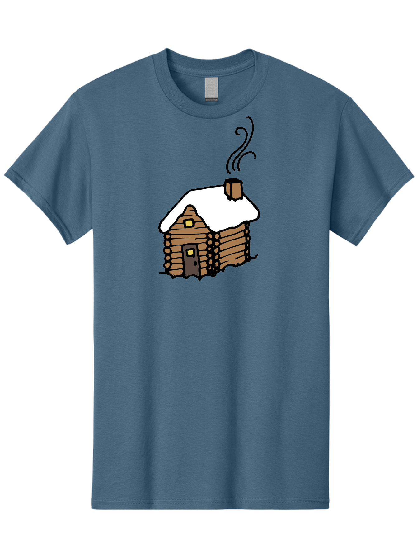 Log-Cabin Men'S Graphic Tee, 100% Cotton, Comfortable Casual Summer Wear, Machine Washable, Cozy Log Cabin, Snow-Covered Roof, Warm Fireplace, Snowy Landscape, Winter Wonderland, Rustic Charm, Cabin In The Woods - Aaa972