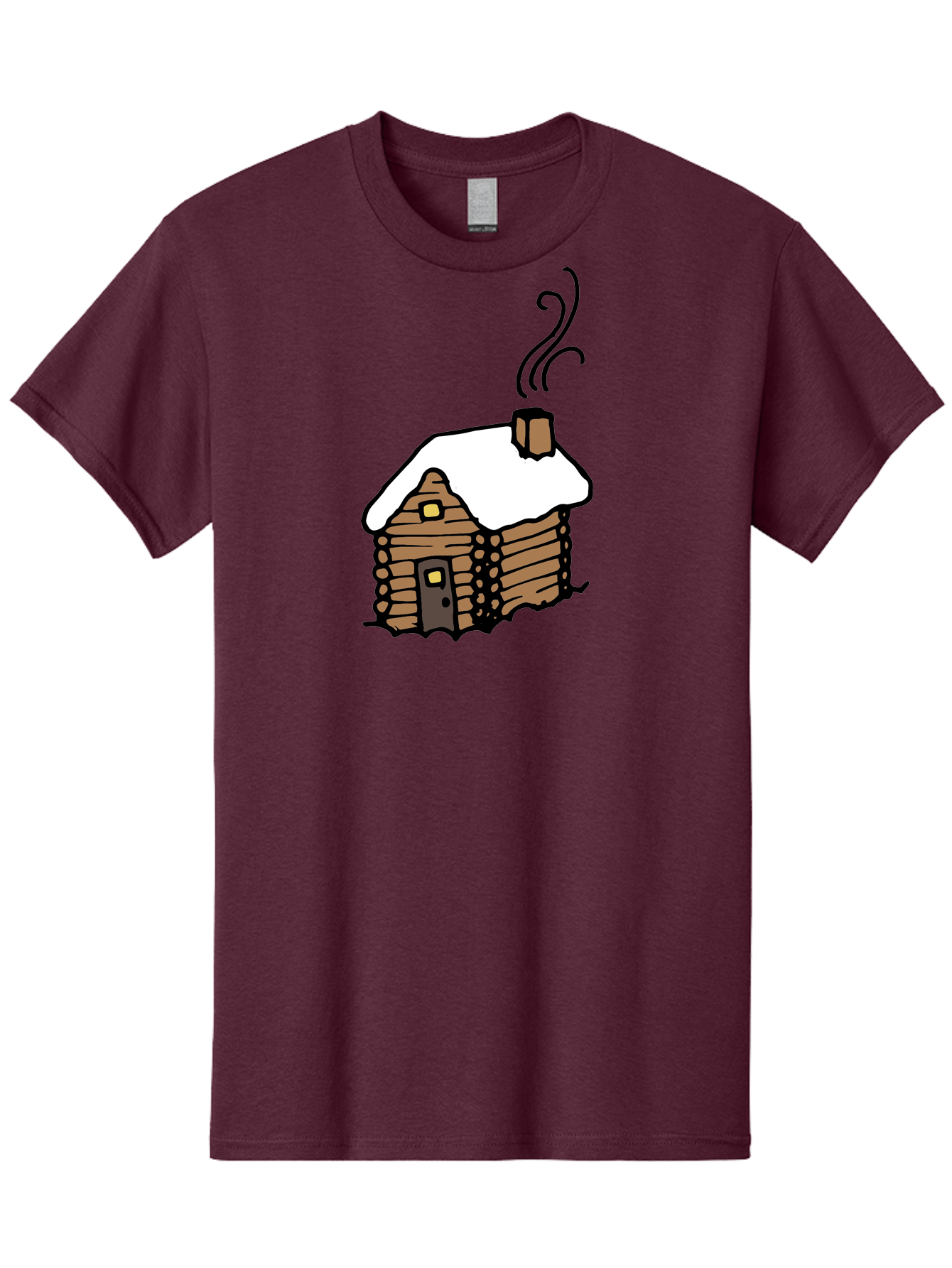 Log-Cabin Men'S Graphic Tee, 100% Cotton, Comfortable Casual Summer Wear, Machine Washable, Cozy Log Cabin, Snow-Covered Roof, Warm Fireplace, Snowy Landscape, Winter Wonderland, Rustic Charm, Cabin In The Woods - Aaa972