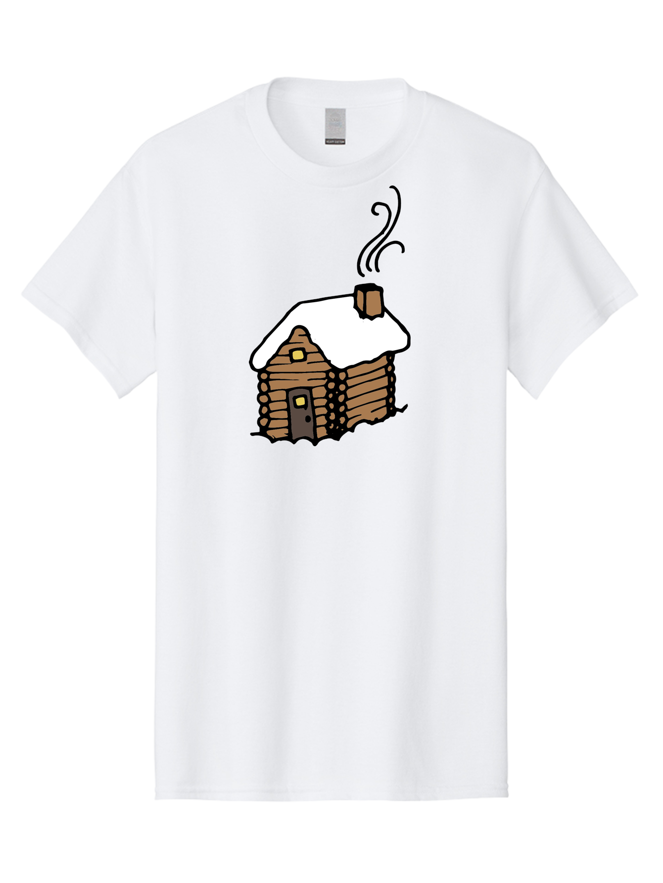 Log-Cabin Men'S Graphic Tee, 100% Cotton, Comfortable Casual Summer Wear, Machine Washable, Cozy Log Cabin, Snow-Covered Roof, Warm Fireplace, Snowy Landscape, Winter Wonderland, Rustic Charm, Cabin In The Woods - Aaa972