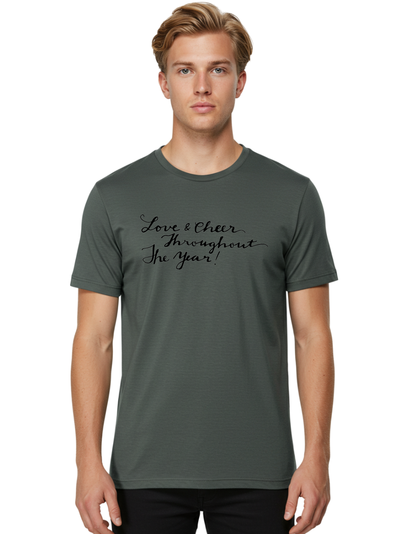 Love-Cheer-Throughout-The-Year-1 Men'S Graphic Tee, 100% Cotton, Comfortable Casual Summer Wear, Machine Washable, Love And Cheer, Inspirational Quote, Motivational Message, Positive Vibes, Happy Thoughts, Uplifting Words, - Aaa973