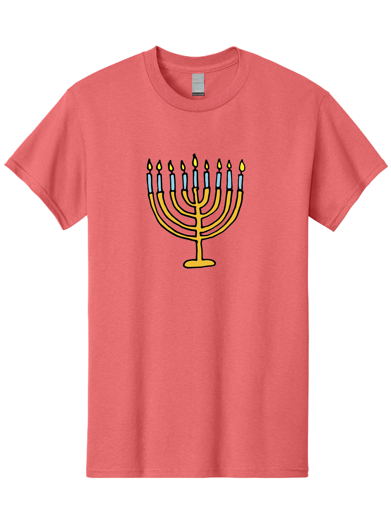 Menorah Men'S Graphic Tee, 100% Cotton, Comfortable Casual Summer Wear, Machine Washable, Menorah Candles, Hanukkah Celebration, Jewish Tradition, Festival Of Lights, Eight Days Of Light, Chanukah, Menorah Illustration, Hanukkah Menorah - Aaa977