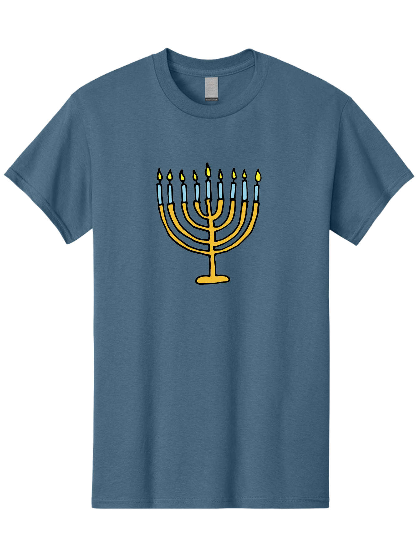 Menorah Men'S Graphic Tee, 100% Cotton, Comfortable Casual Summer Wear, Machine Washable, Menorah Candles, Hanukkah Celebration, Jewish Tradition, Festival Of Lights, Eight Days Of Light, Chanukah, Menorah Illustration, Hanukkah Menorah - Aaa977