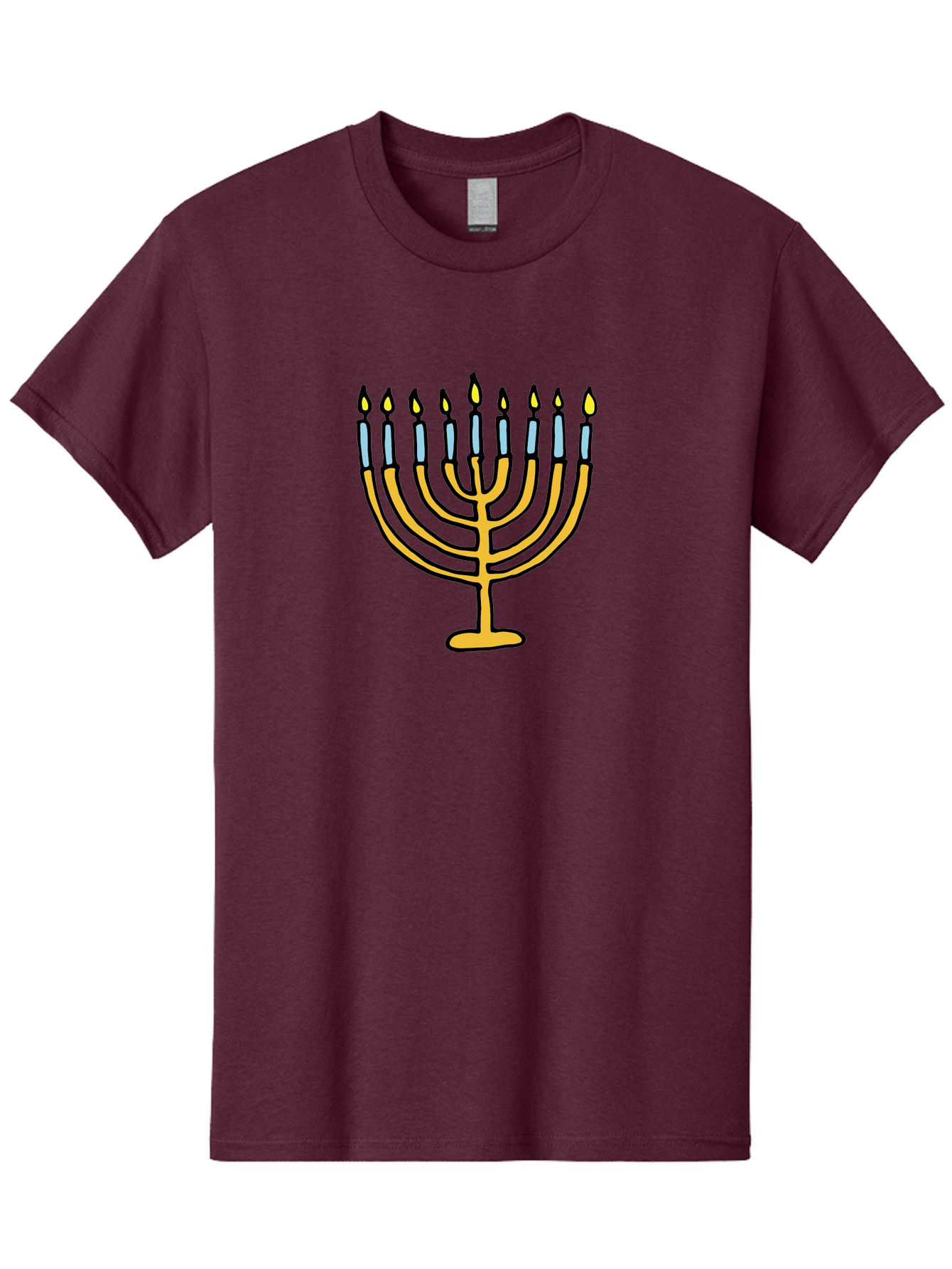 Menorah Men'S Graphic Tee, 100% Cotton, Comfortable Casual Summer Wear, Machine Washable, Menorah Candles, Hanukkah Celebration, Jewish Tradition, Festival Of Lights, Eight Days Of Light, Chanukah, Menorah Illustration, Hanukkah Menorah - Aaa977