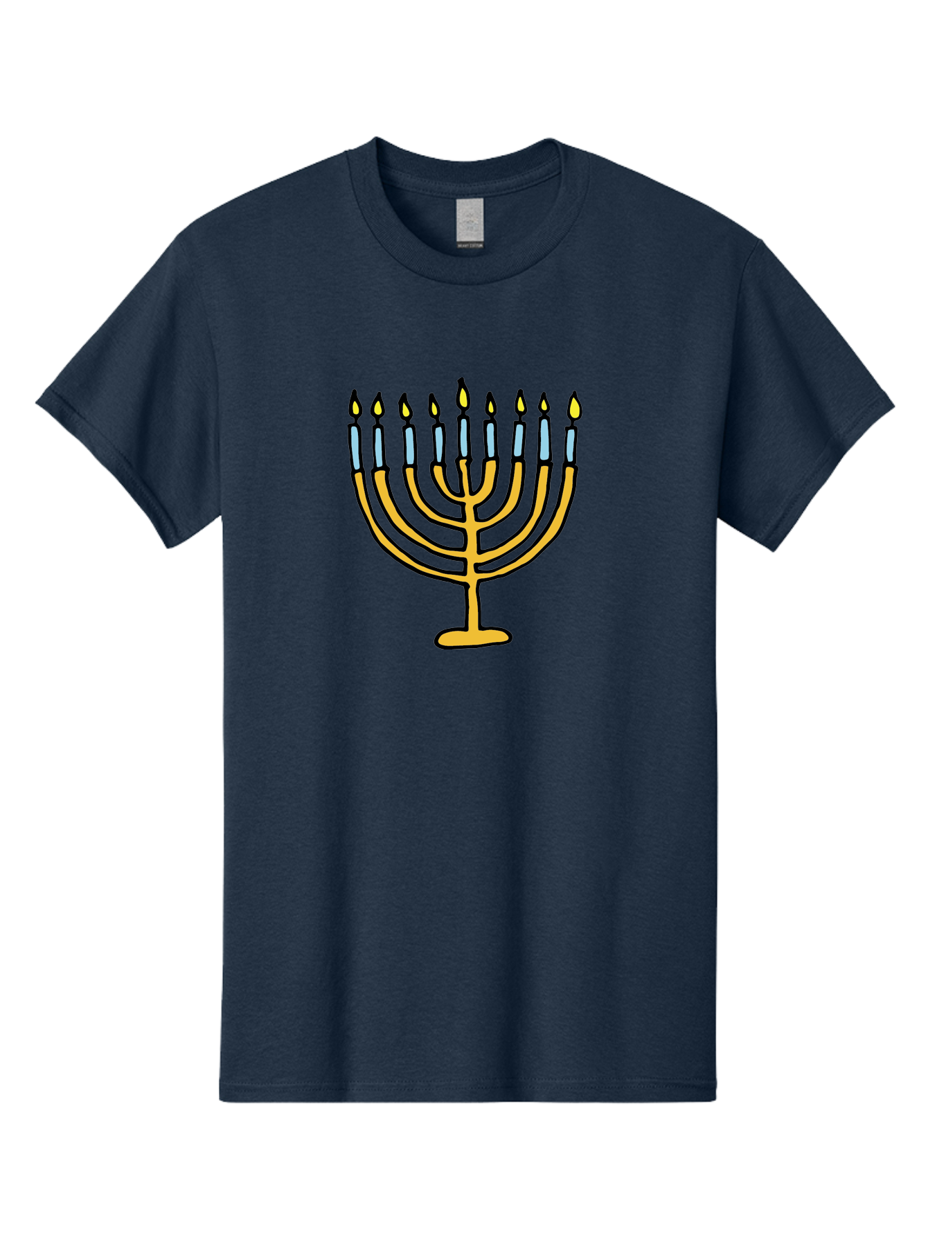 Menorah Men'S Graphic Tee, 100% Cotton, Comfortable Casual Summer Wear, Machine Washable, Menorah Candles, Hanukkah Celebration, Jewish Tradition, Festival Of Lights, Eight Days Of Light, Chanukah, Menorah Illustration, Hanukkah Menorah - Aaa977