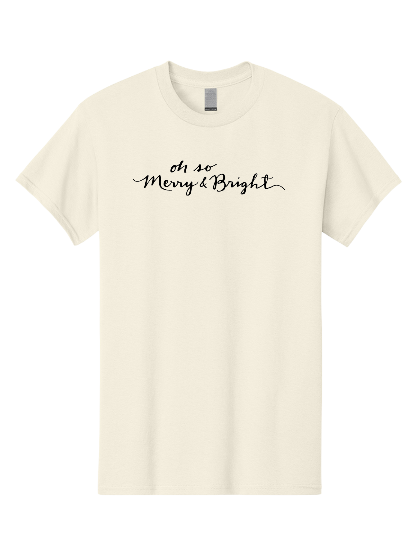 Merry-Bright Men'S Graphic Tee, 100% Cotton, Comfortable Casual Summer Wear, Machine Washable, Oh So Merry & Bright, Festive Greeting, Holiday Cheer, Christmas Phrase, Joyful Sentiment, Celebratory Message, Elegant Script - Aaa979