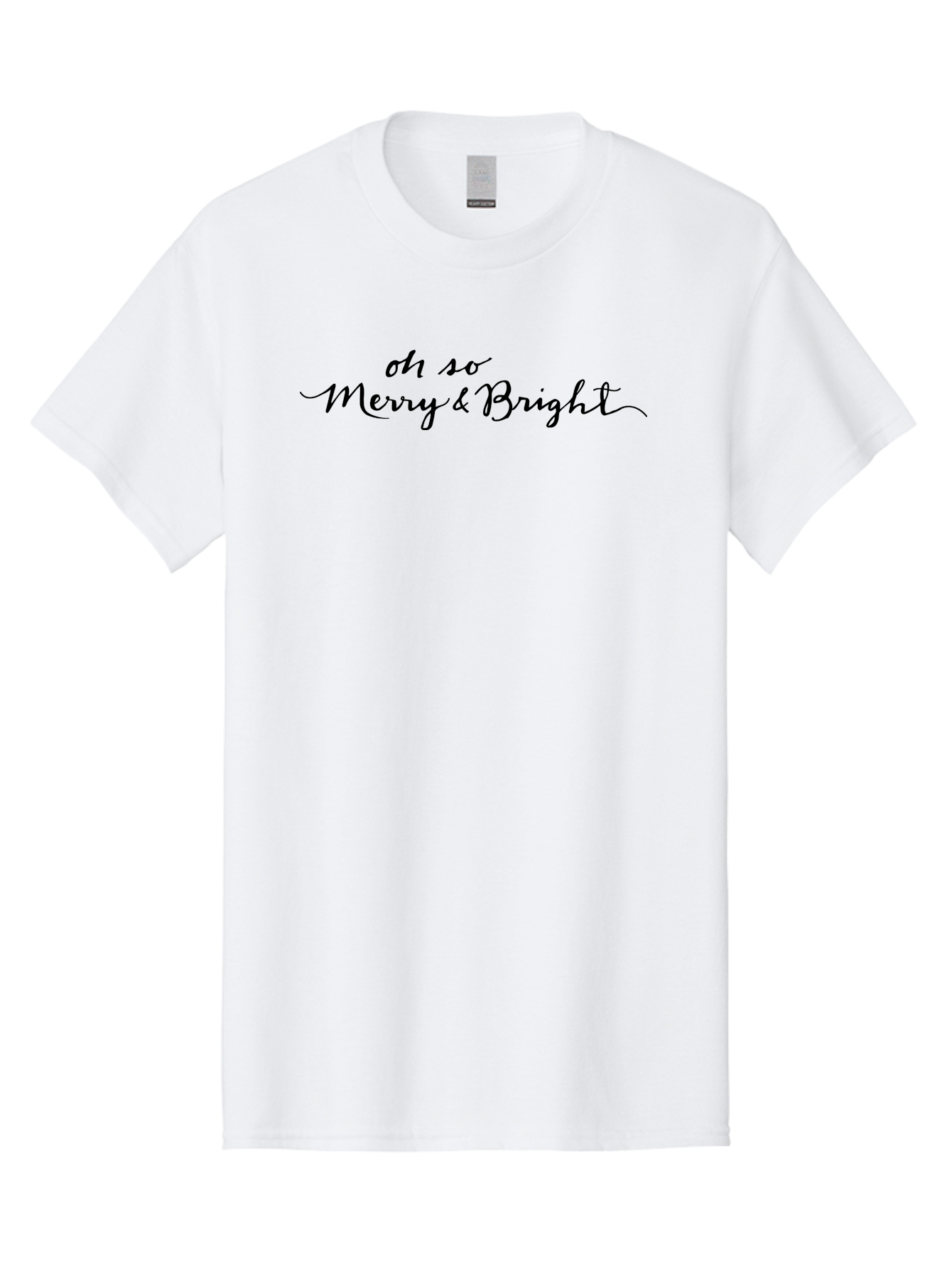 Merry-Bright Men'S Graphic Tee, 100% Cotton, Comfortable Casual Summer Wear, Machine Washable, Oh So Merry & Bright, Festive Greeting, Holiday Cheer, Christmas Phrase, Joyful Sentiment, Celebratory Message, Elegant Script - Aaa979