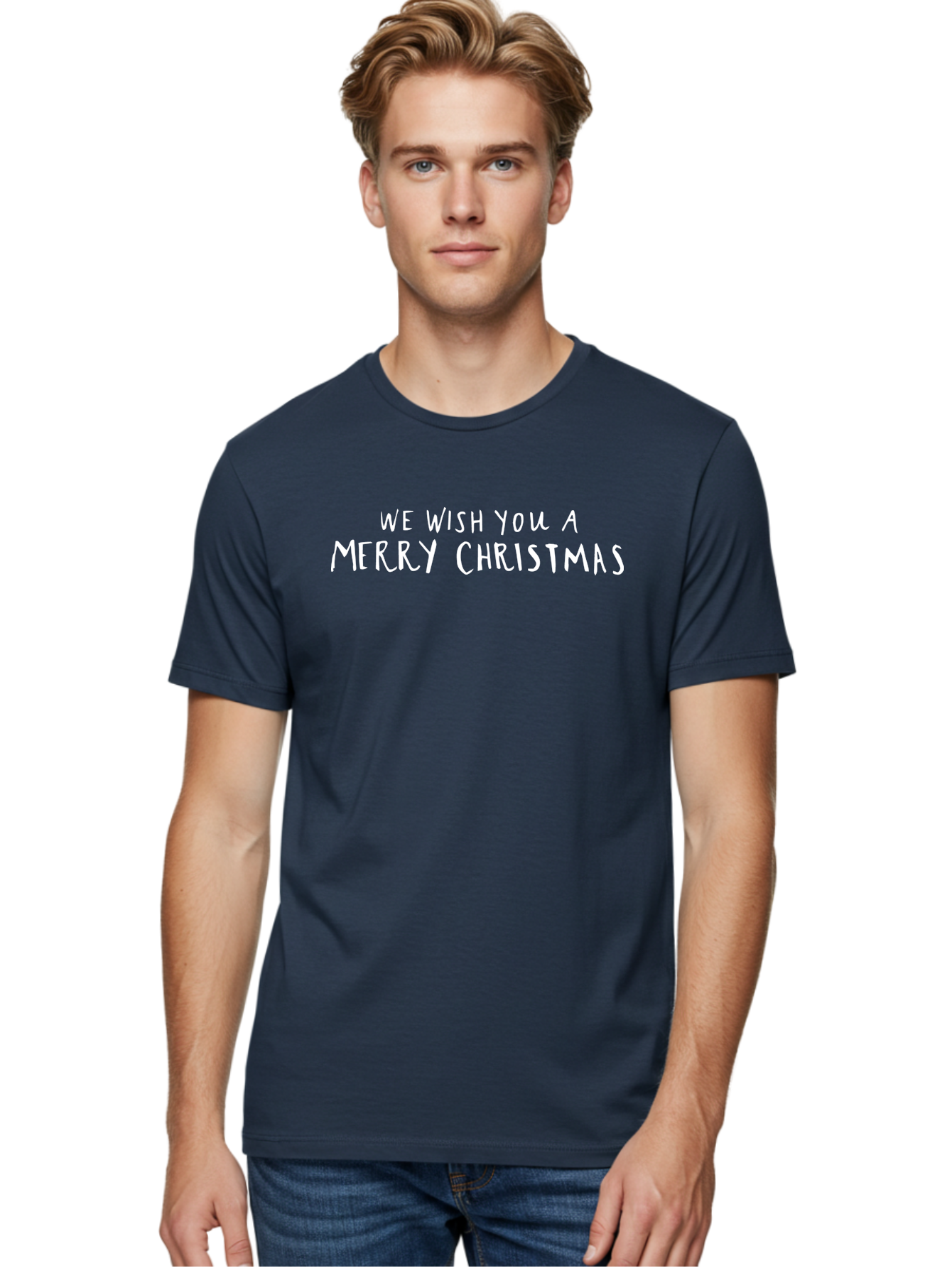 Merry-Christmas-4 Men'S Graphic Tee, 100% Cotton, Comfortable Casual Summer Wear, Machine Washable, Merry Christmas Wishes, Holiday Greeting, Festive Season, Christmas Message, Happy Holidays, Joyful Wishes, Seasonal Cheer - Aaa983