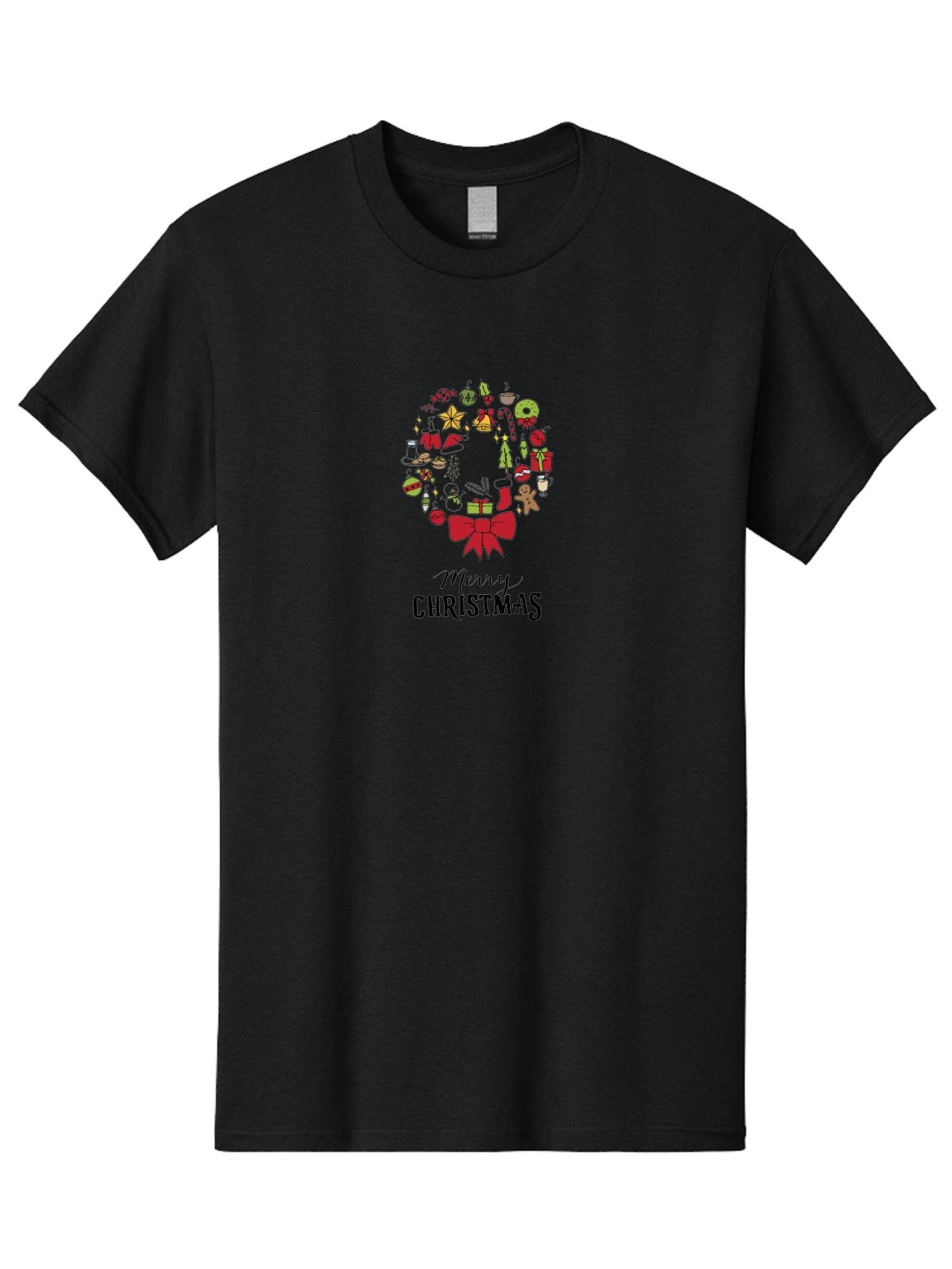 Merry-Christmas-7 Men'S Graphic Tee, 100% Cotton, Comfortable Casual Summer Wear, Machine Washable, Christmas Wreath, Holiday Decorations, Festive Symbols, Red Bow, Christmas Tree, Ornaments, Candy Cane, Gingerbread, Stockings, Gifts, - Aaa986