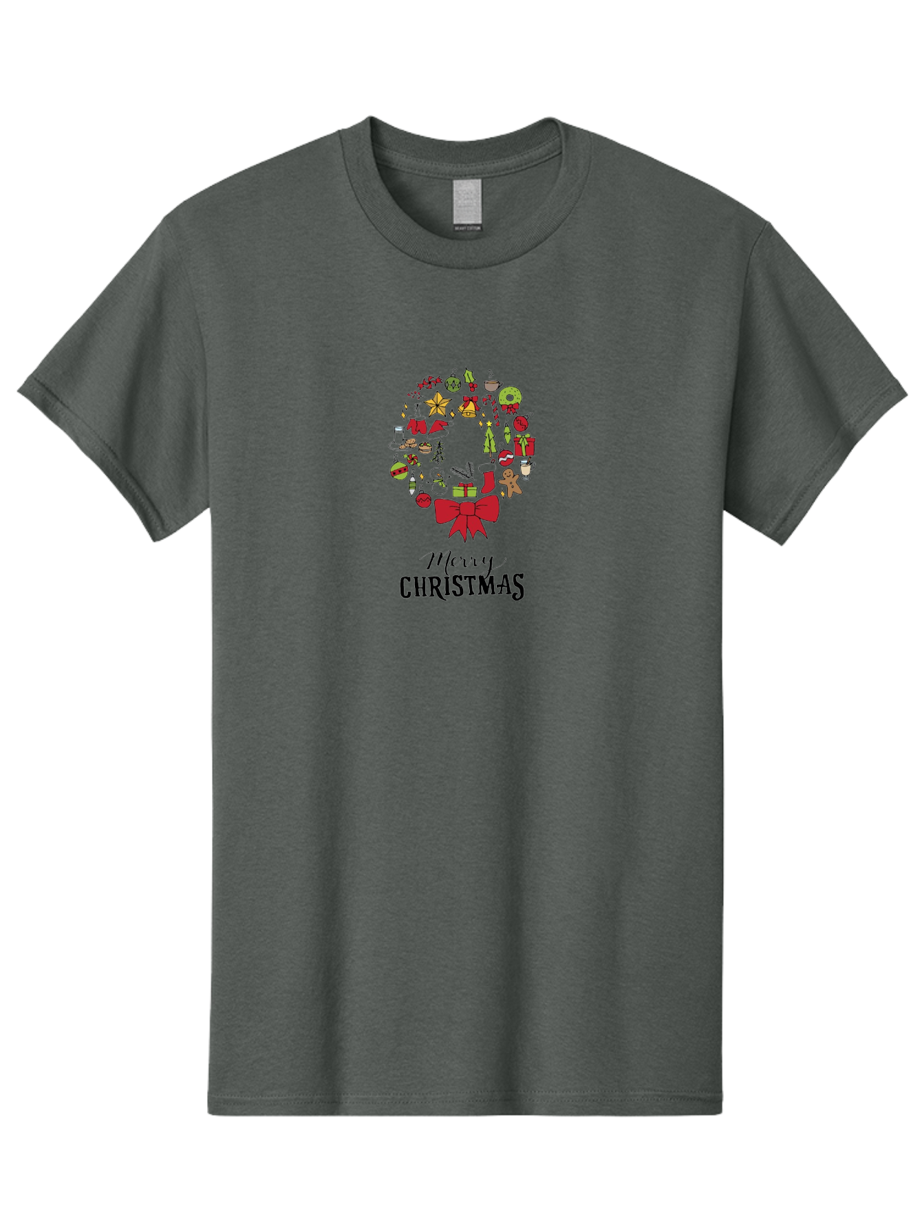 Merry-Christmas-7 Men'S Graphic Tee, 100% Cotton, Comfortable Casual Summer Wear, Machine Washable, Christmas Wreath, Holiday Decorations, Festive Symbols, Red Bow, Christmas Tree, Ornaments, Candy Cane, Gingerbread, Stockings, Gifts, - Aaa986