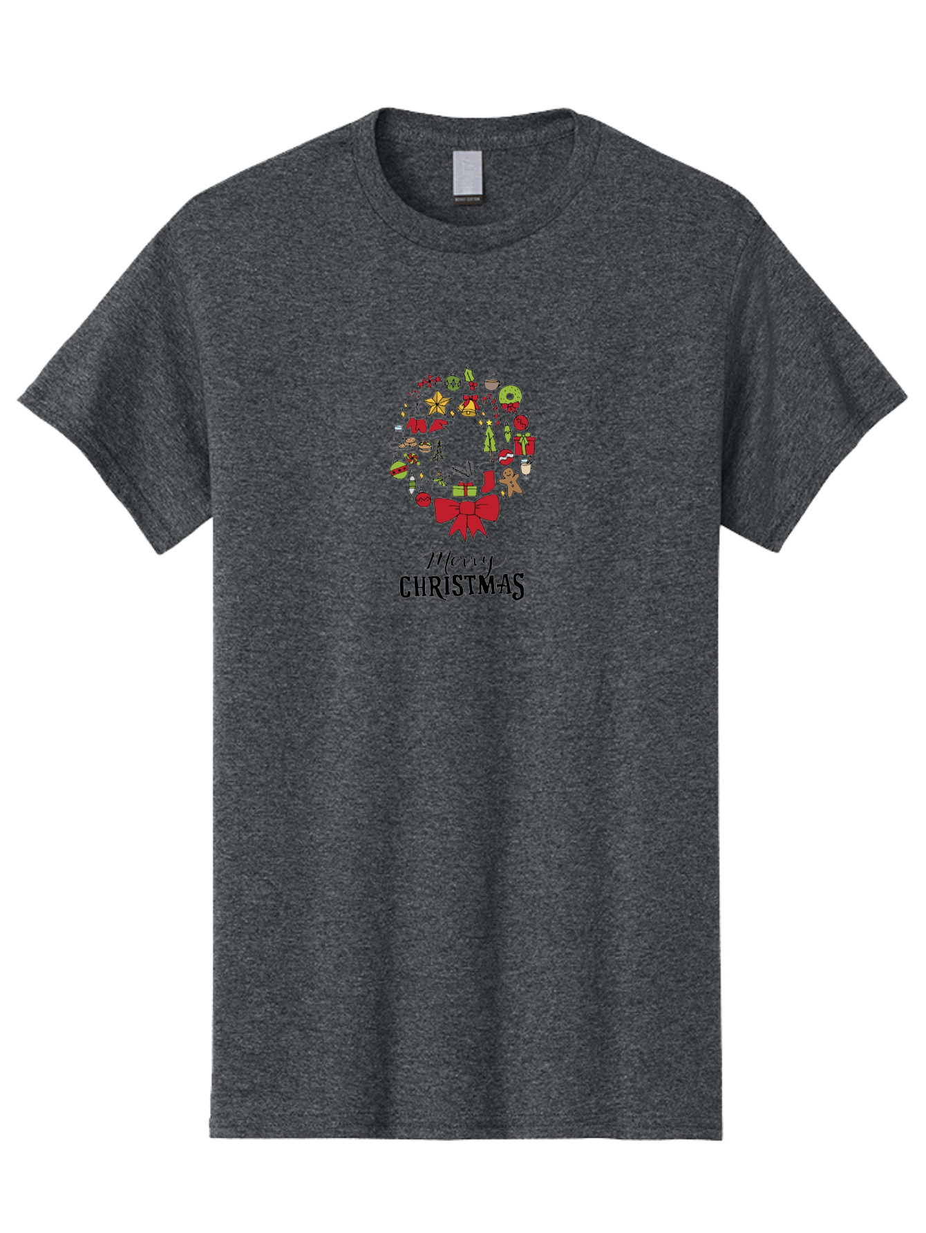 Merry-Christmas-7 Men'S Graphic Tee, 100% Cotton, Comfortable Casual Summer Wear, Machine Washable, Christmas Wreath, Holiday Decorations, Festive Symbols, Red Bow, Christmas Tree, Ornaments, Candy Cane, Gingerbread, Stockings, Gifts, - Aaa986