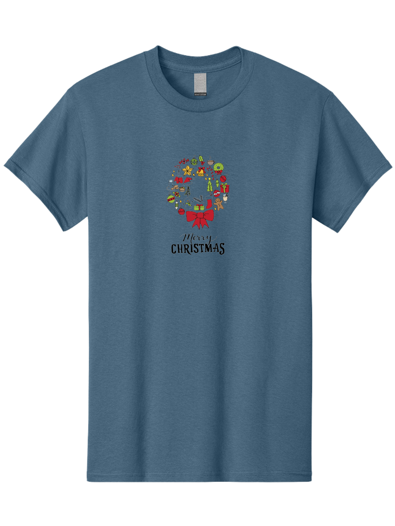 Merry-Christmas-7 Men'S Graphic Tee, 100% Cotton, Comfortable Casual Summer Wear, Machine Washable, Christmas Wreath, Holiday Decorations, Festive Symbols, Red Bow, Christmas Tree, Ornaments, Candy Cane, Gingerbread, Stockings, Gifts, - Aaa986