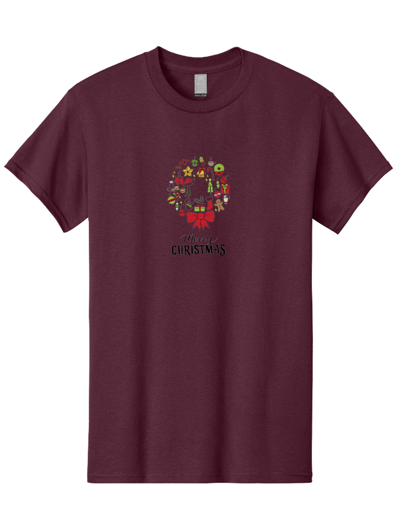 Merry-Christmas-7 Men'S Graphic Tee, 100% Cotton, Comfortable Casual Summer Wear, Machine Washable, Christmas Wreath, Holiday Decorations, Festive Symbols, Red Bow, Christmas Tree, Ornaments, Candy Cane, Gingerbread, Stockings, Gifts, - Aaa986