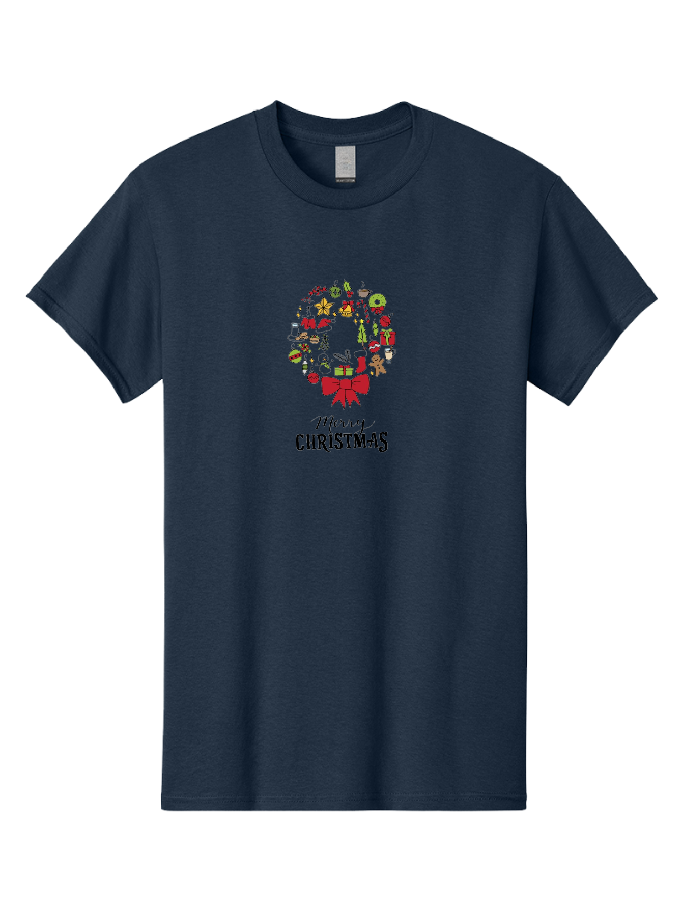 Merry-Christmas-7 Men'S Graphic Tee, 100% Cotton, Comfortable Casual Summer Wear, Machine Washable, Christmas Wreath, Holiday Decorations, Festive Symbols, Red Bow, Christmas Tree, Ornaments, Candy Cane, Gingerbread, Stockings, Gifts, - Aaa986