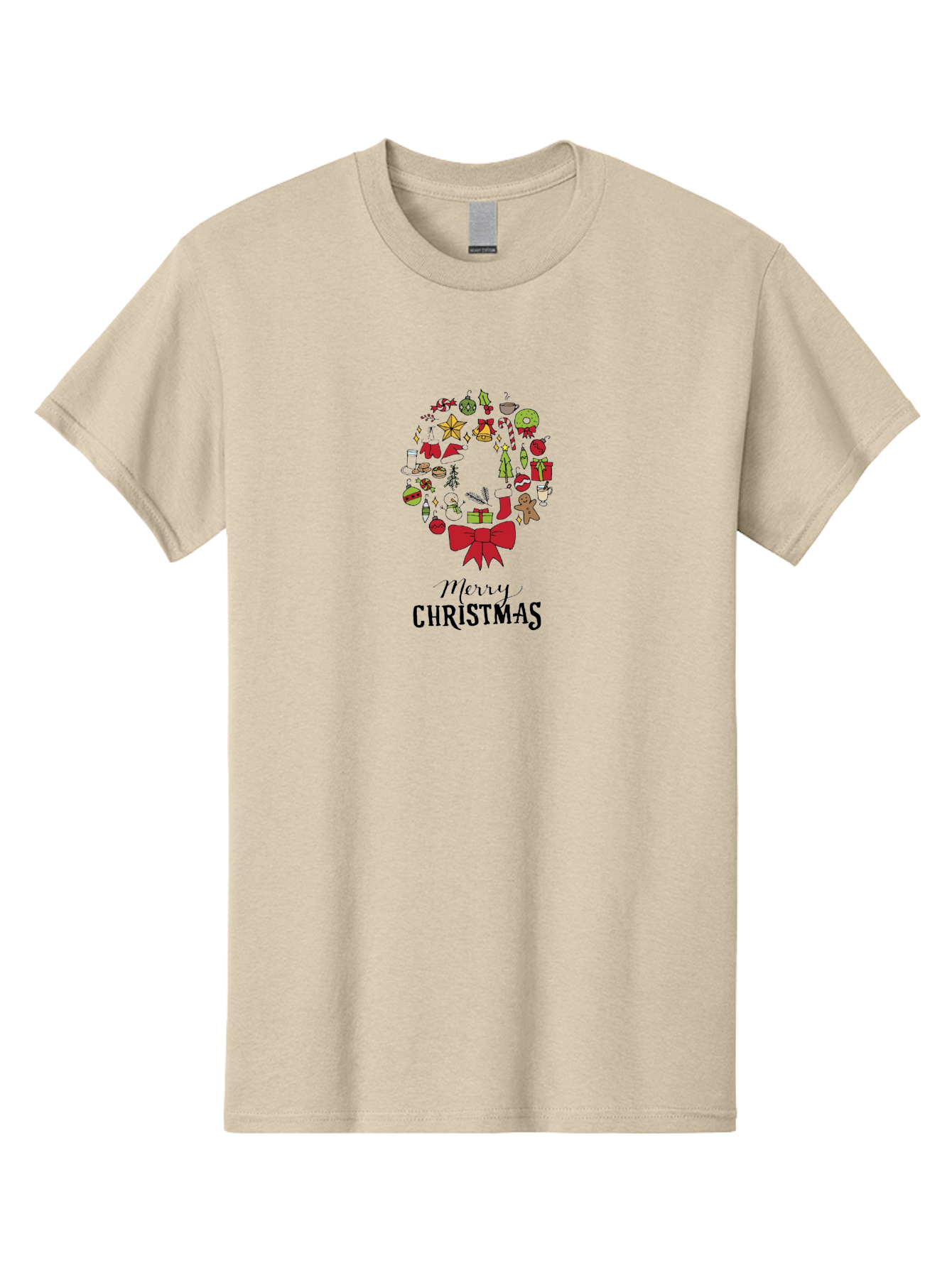 Merry-Christmas-7 Men'S Graphic Tee, 100% Cotton, Comfortable Casual Summer Wear, Machine Washable, Christmas Wreath, Holiday Decorations, Festive Symbols, Red Bow, Christmas Tree, Ornaments, Candy Cane, Gingerbread, Stockings, Gifts, - Aaa986