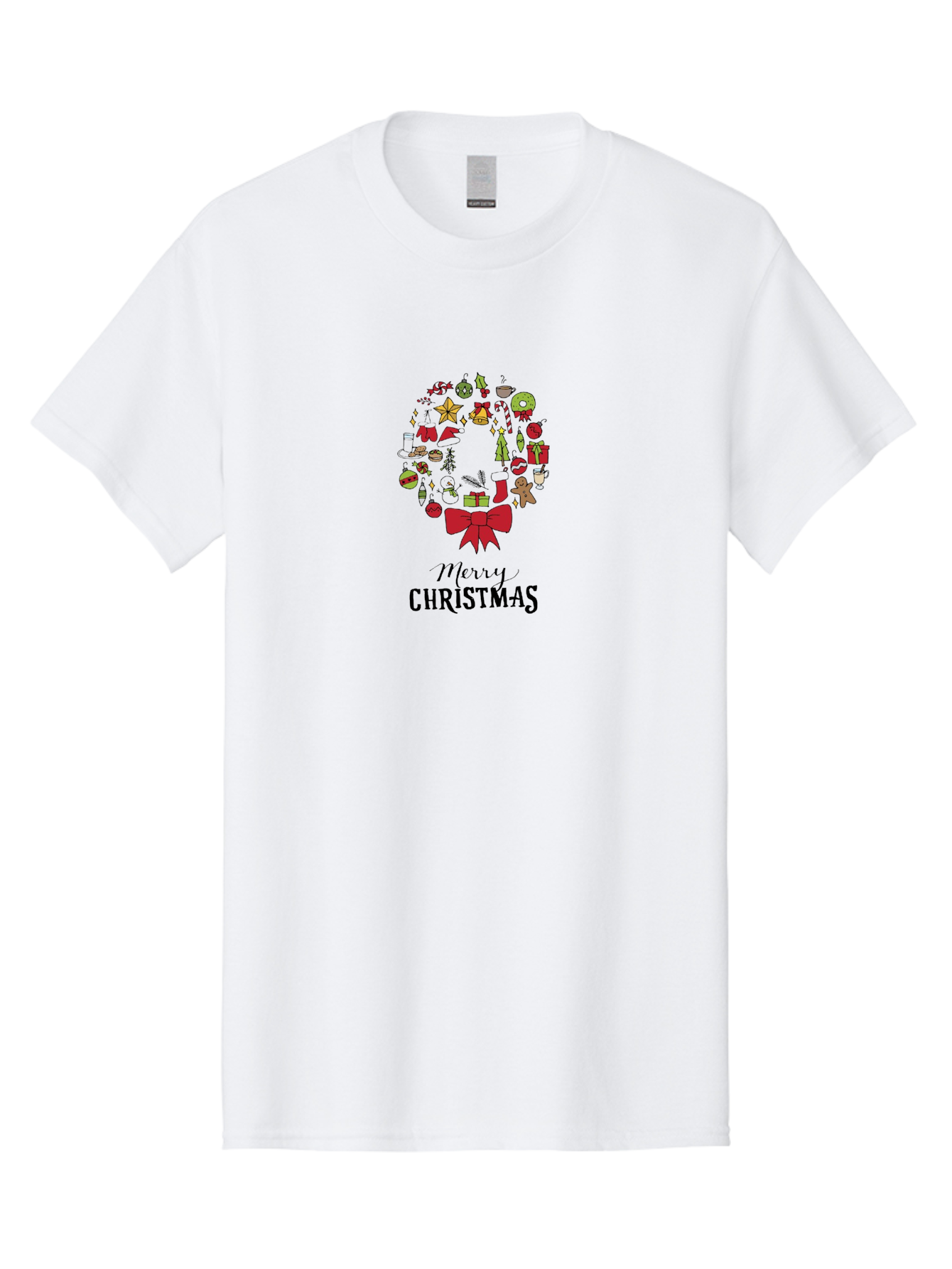 Merry-Christmas-7 Men'S Graphic Tee, 100% Cotton, Comfortable Casual Summer Wear, Machine Washable, Christmas Wreath, Holiday Decorations, Festive Symbols, Red Bow, Christmas Tree, Ornaments, Candy Cane, Gingerbread, Stockings, Gifts, - Aaa986