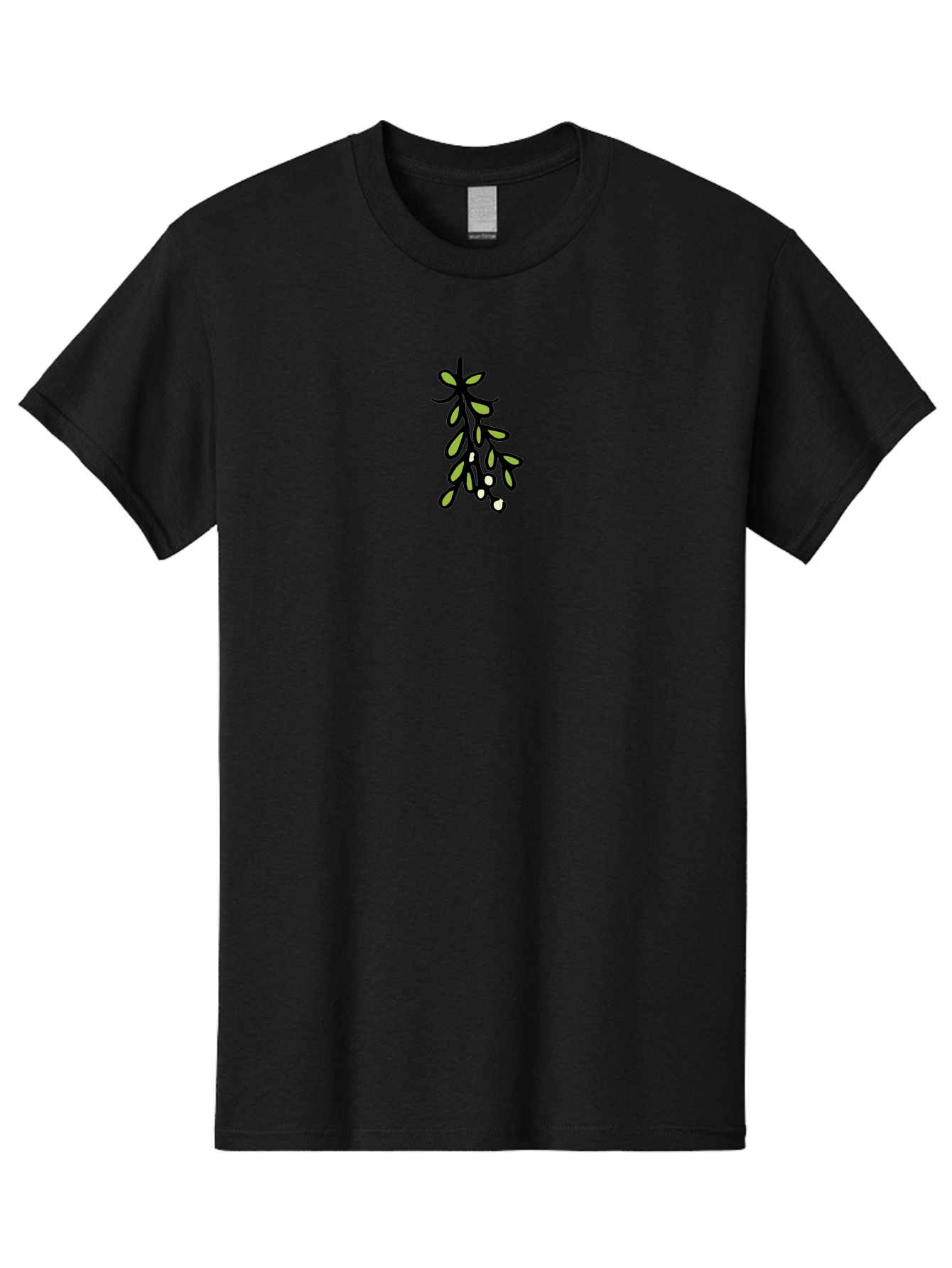 Mistletoe-2 Men'S Graphic Tee, 100% Cotton, Comfortable Casual Summer Wear, Machine Washable, Mistletoe Illustration, Cartoon Style, Festive Holiday Decoration, Christmas Tradition, Green Leaves, White Berries, Whimsical Art, - Aaa995