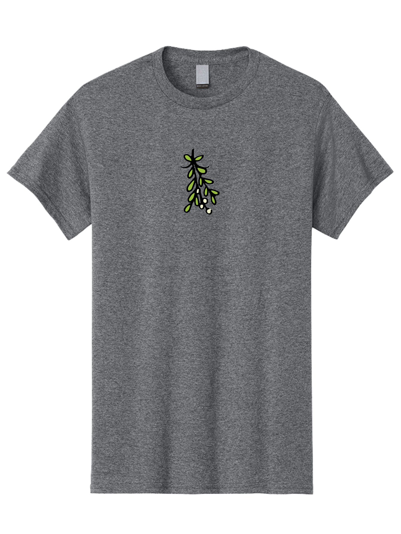 Mistletoe-2 Men'S Graphic Tee, 100% Cotton, Comfortable Casual Summer Wear, Machine Washable, Mistletoe Illustration, Cartoon Style, Festive Holiday Decoration, Christmas Tradition, Green Leaves, White Berries, Whimsical Art, - Aaa995