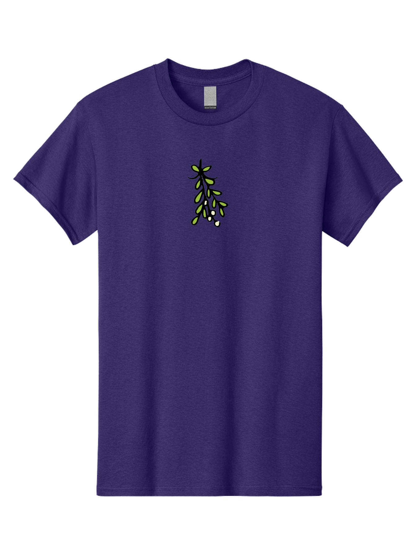 Mistletoe-2 Men'S Graphic Tee, 100% Cotton, Comfortable Casual Summer Wear, Machine Washable, Mistletoe Illustration, Cartoon Style, Festive Holiday Decoration, Christmas Tradition, Green Leaves, White Berries, Whimsical Art, - Aaa995