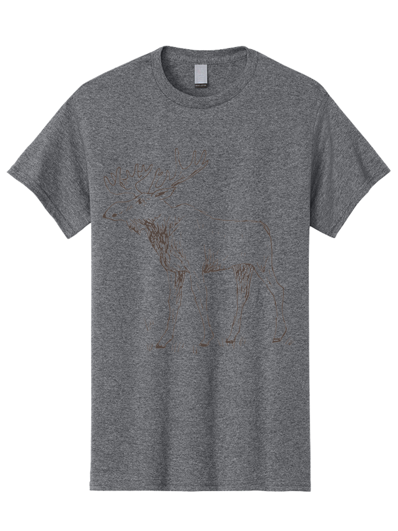 Moose Men'S Graphic Tee, 100% Cotton, Comfortable Casual Summer Wear, Machine Washable, Majestic Elk, Large Antlers, Wildlife Illustration, Grassy Terrain, Animal Portrait, Wildlife Art, Natural Habitat, Forest Dwelling - Aaa998