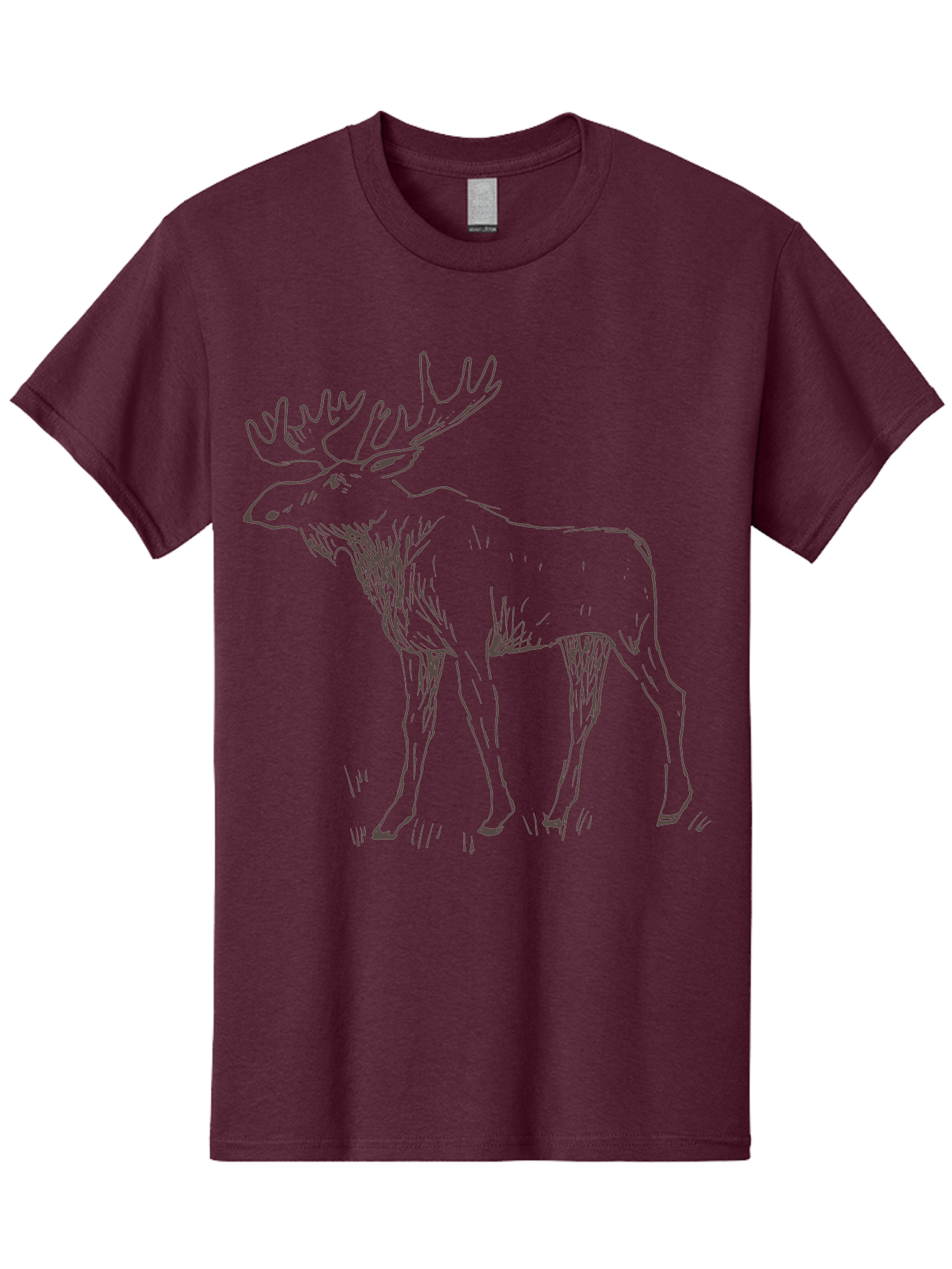Moose Men'S Graphic Tee, 100% Cotton, Comfortable Casual Summer Wear, Machine Washable, Majestic Elk, Large Antlers, Wildlife Illustration, Grassy Terrain, Animal Portrait, Wildlife Art, Natural Habitat, Forest Dwelling - Aaa998