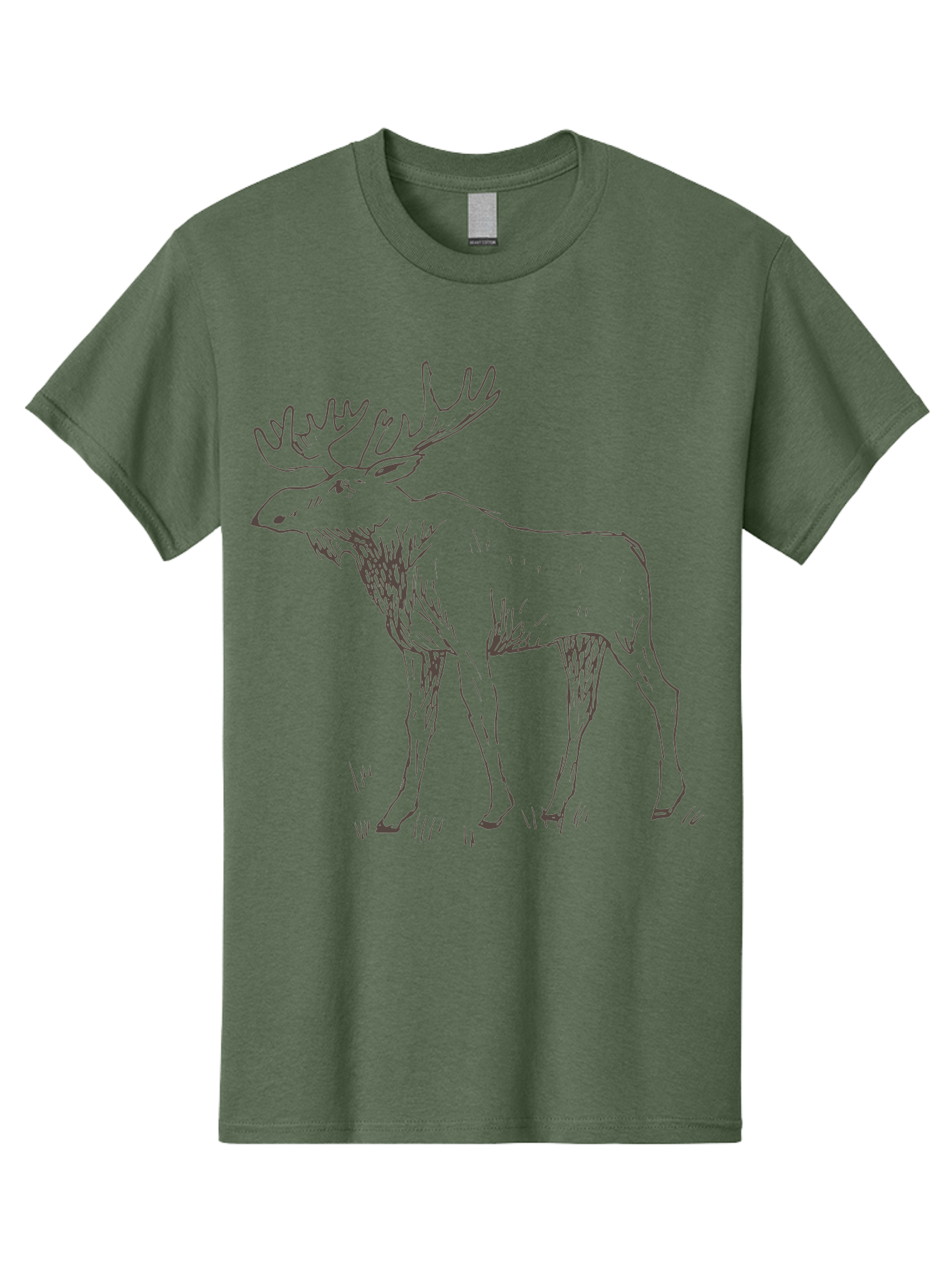 Moose Men'S Graphic Tee, 100% Cotton, Comfortable Casual Summer Wear, Machine Washable, Majestic Elk, Large Antlers, Wildlife Illustration, Grassy Terrain, Animal Portrait, Wildlife Art, Natural Habitat, Forest Dwelling - Aaa998
