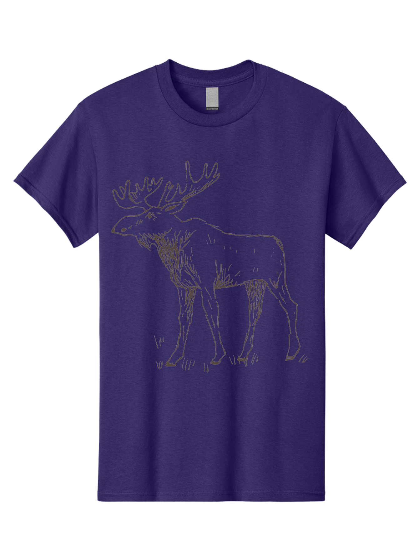 Moose Men'S Graphic Tee, 100% Cotton, Comfortable Casual Summer Wear, Machine Washable, Majestic Elk, Large Antlers, Wildlife Illustration, Grassy Terrain, Animal Portrait, Wildlife Art, Natural Habitat, Forest Dwelling - Aaa998