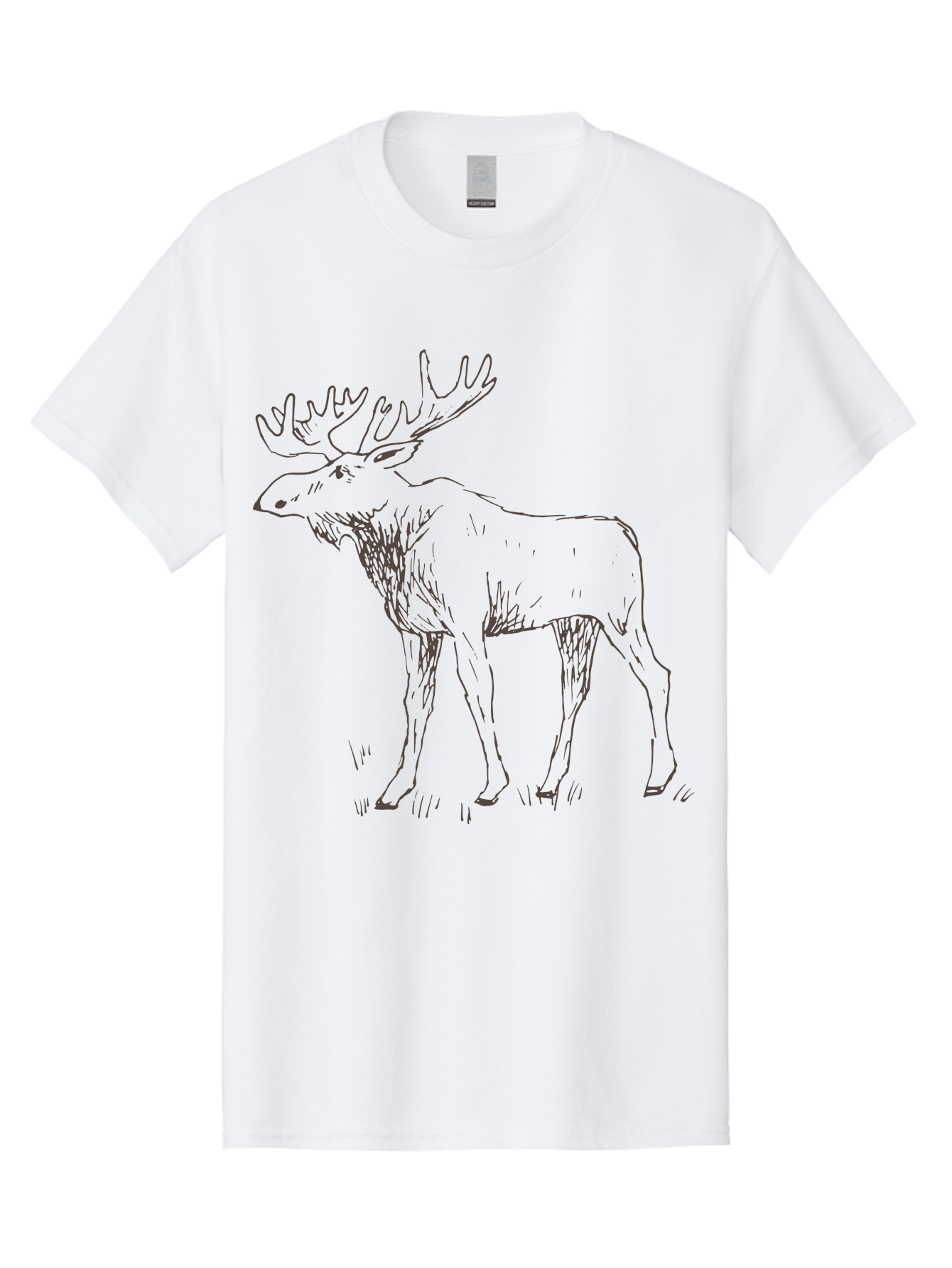 Moose Men'S Graphic Tee, 100% Cotton, Comfortable Casual Summer Wear, Machine Washable, Majestic Elk, Large Antlers, Wildlife Illustration, Grassy Terrain, Animal Portrait, Wildlife Art, Natural Habitat, Forest Dwelling - Aaa998