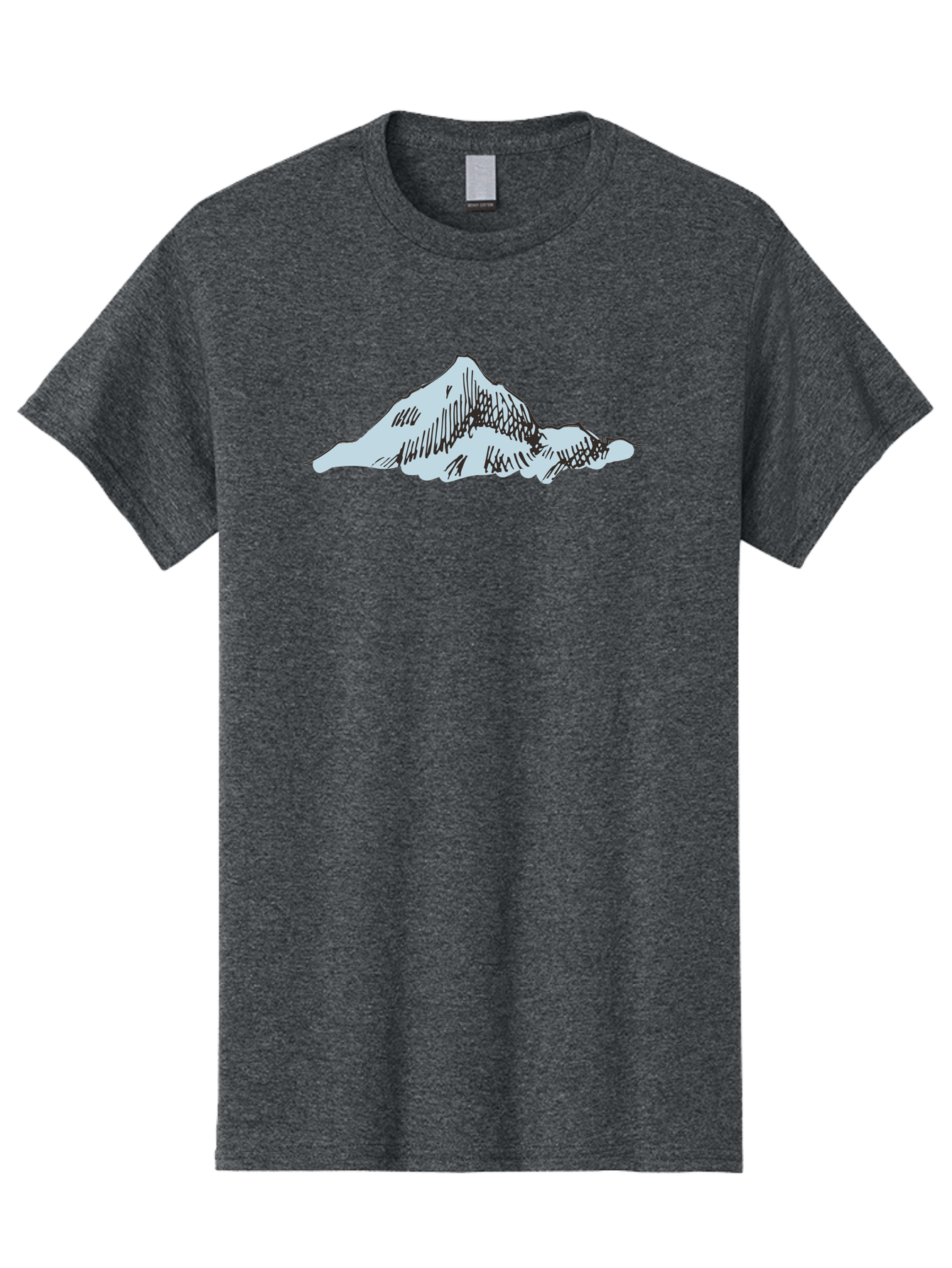 Mountain-Landscape Men'S Graphic Tee, 100% Cotton, Comfortable Casual Summer Wear, Machine Washable, Cartoon Mountain, Sketch Art, Black Lines, Simple Design, Minimalist Style, White Mountain Peak, Abstract Landscape, Illustration Aaa999