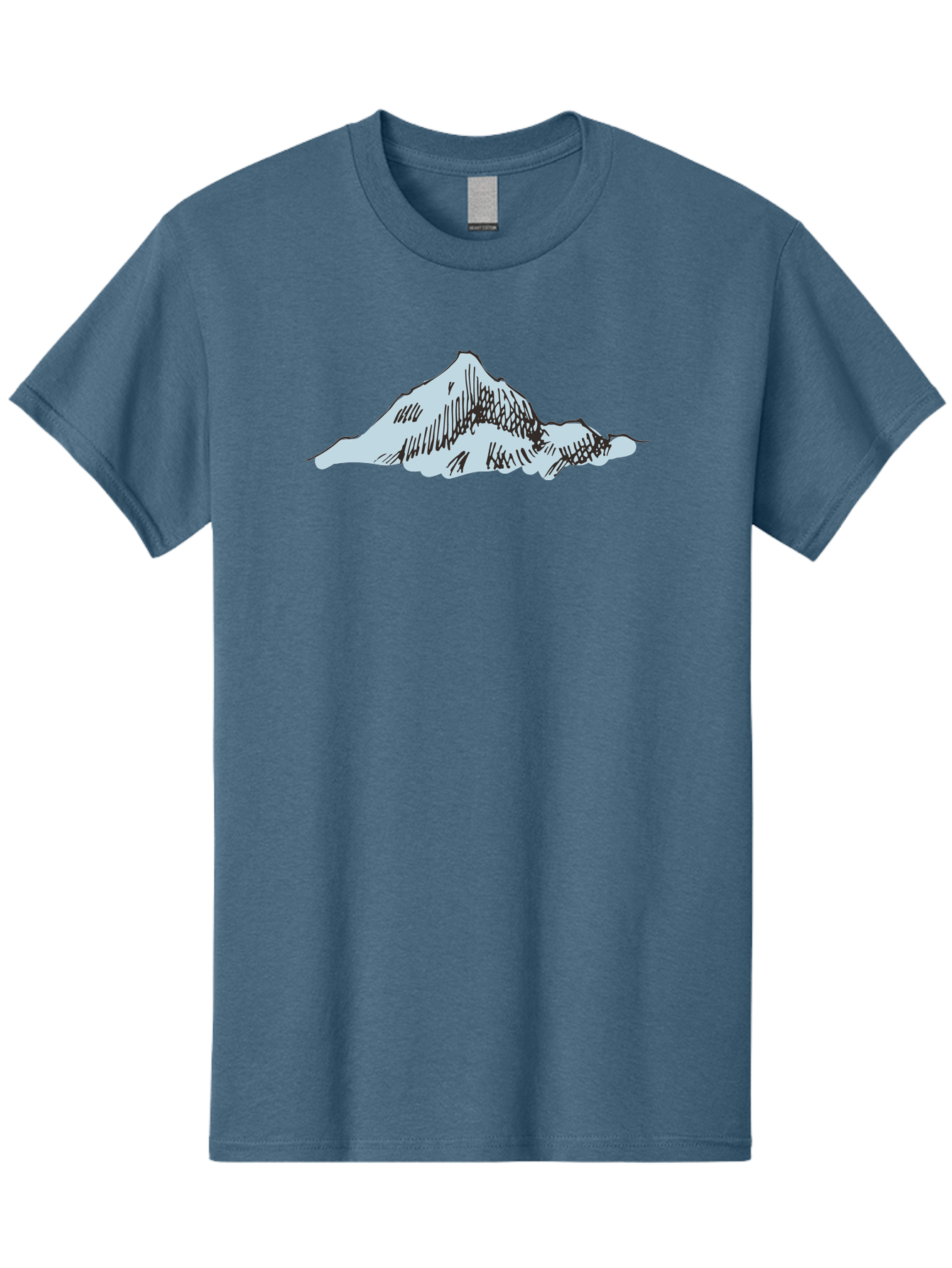 Mountain-Landscape Men'S Graphic Tee, 100% Cotton, Comfortable Casual Summer Wear, Machine Washable, Cartoon Mountain, Sketch Art, Black Lines, Simple Design, Minimalist Style, White Mountain Peak, Abstract Landscape, Illustration Aaa999