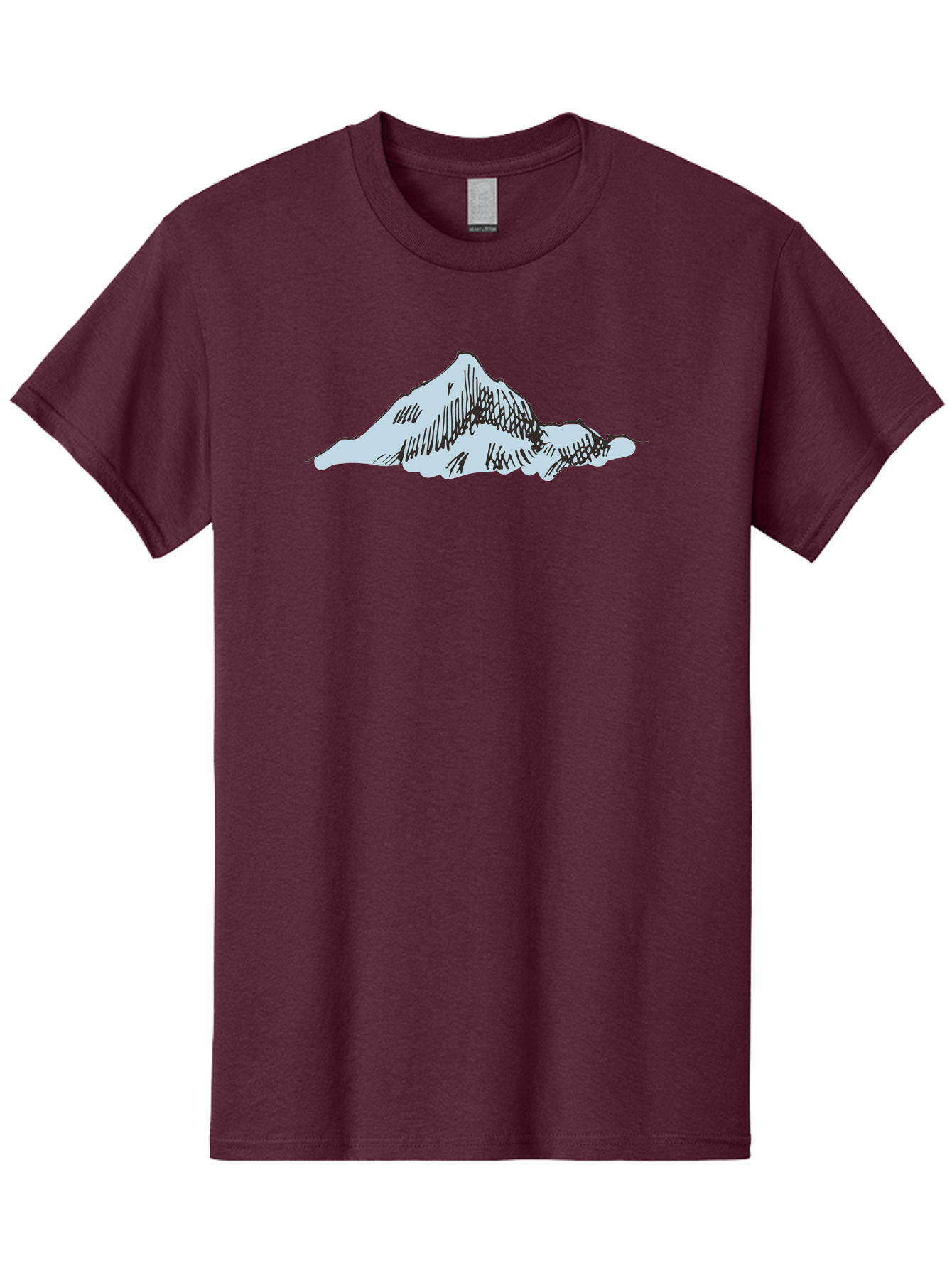 Mountain-Landscape Men'S Graphic Tee, 100% Cotton, Comfortable Casual Summer Wear, Machine Washable, Cartoon Mountain, Sketch Art, Black Lines, Simple Design, Minimalist Style, White Mountain Peak, Abstract Landscape, Illustration Aaa999