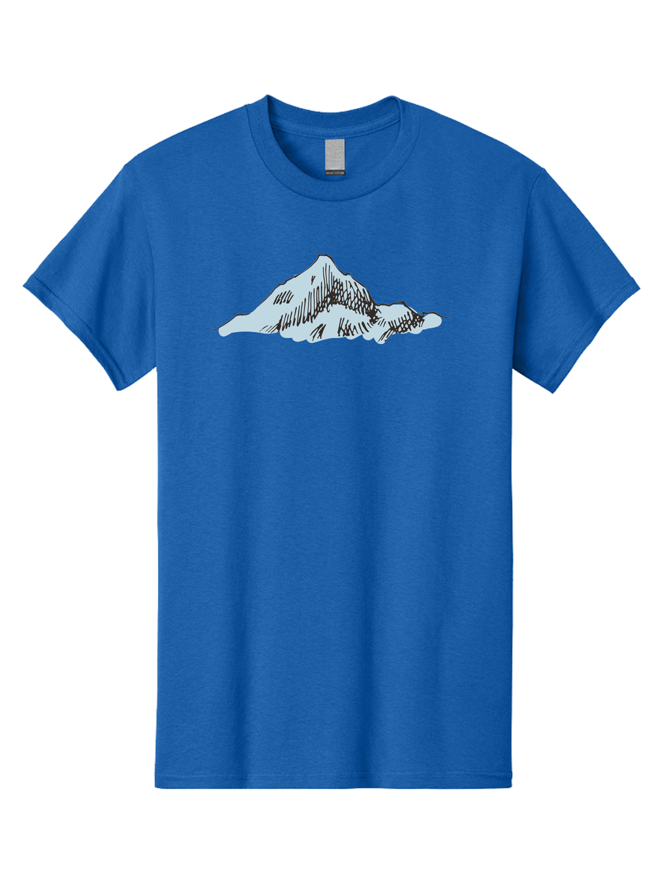 Mountain-Landscape Men'S Graphic Tee, 100% Cotton, Comfortable Casual Summer Wear, Machine Washable, Cartoon Mountain, Sketch Art, Black Lines, Simple Design, Minimalist Style, White Mountain Peak, Abstract Landscape, Illustration Aaa999