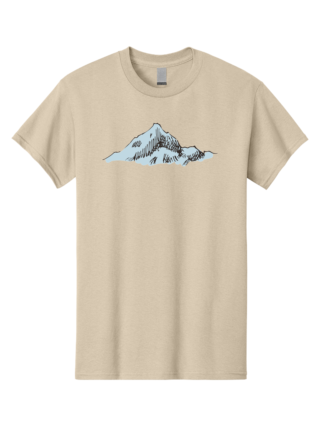 Mountain-Landscape Men'S Graphic Tee, 100% Cotton, Comfortable Casual Summer Wear, Machine Washable, Cartoon Mountain, Sketch Art, Black Lines, Simple Design, Minimalist Style, White Mountain Peak, Abstract Landscape, Illustration Aaa999