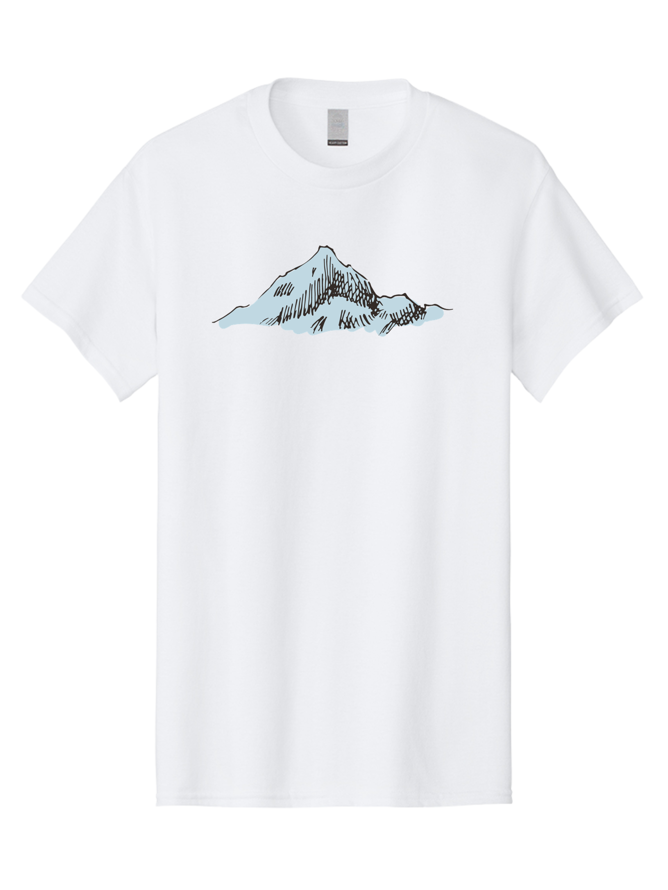 Mountain-Landscape Men'S Graphic Tee, 100% Cotton, Comfortable Casual Summer Wear, Machine Washable, Cartoon Mountain, Sketch Art, Black Lines, Simple Design, Minimalist Style, White Mountain Peak, Abstract Landscape, Illustration Aaa999