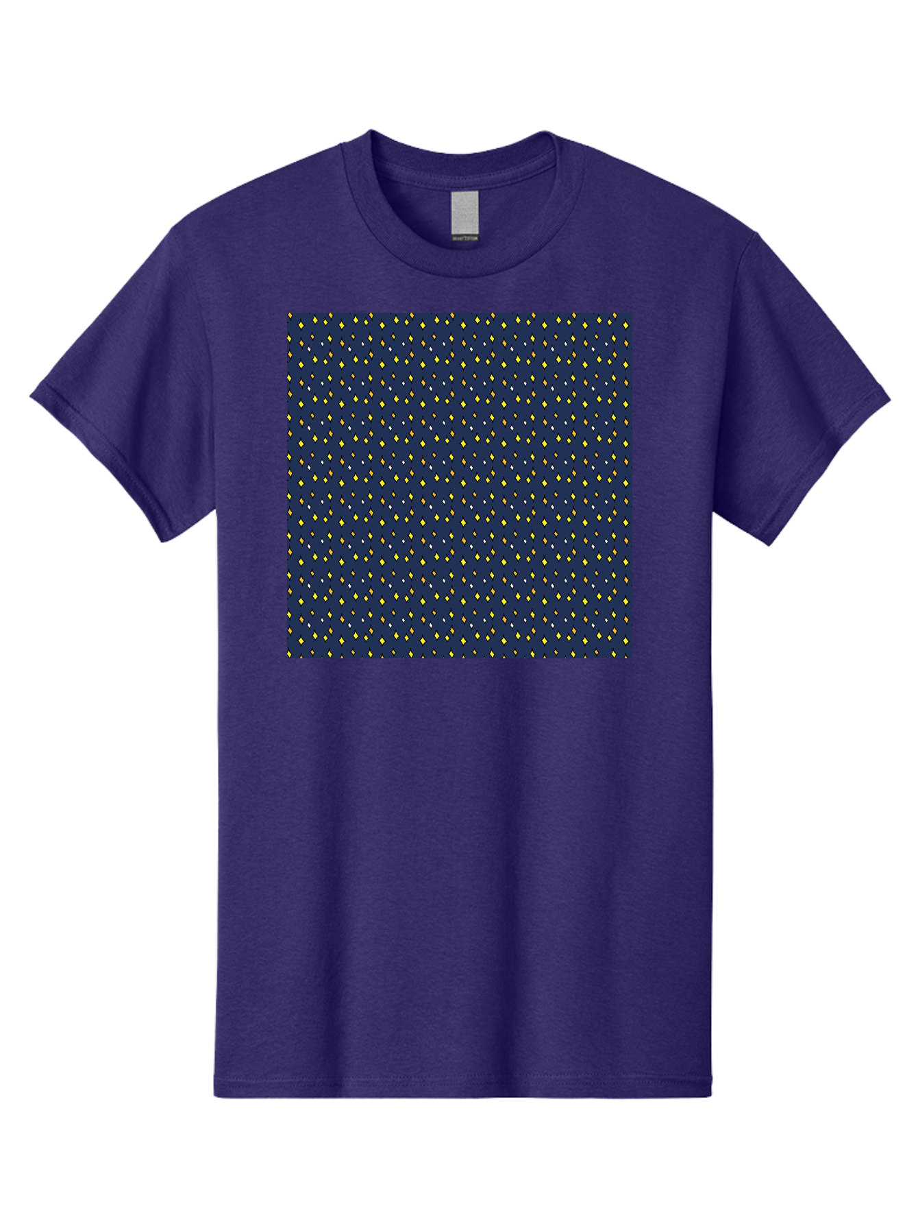 Navy-Blue-Dots Men'S Graphic Tee, 100% Cotton, Comfortable Casual Summer Wear, Machine Washable, Navy Blue Background, Yellow Diamonds, White Accents, Geometric Pattern, Abstract Design, Repeating Motif, Minimalist Style, Wallpaper Texture Aab003