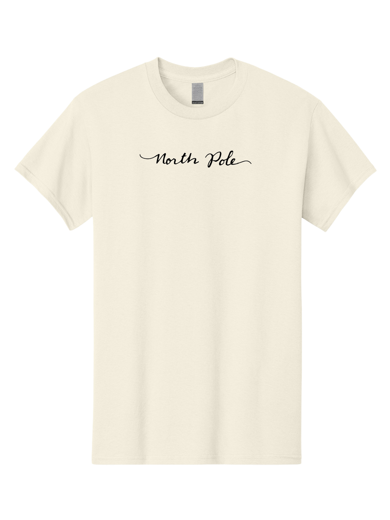 North-Pole Men'S Graphic Tee, 100% Cotton, Comfortable Casual Summer Wear, Machine Washable, North Pole, Cursive Script, Festive Lettering, Christmas Theme, Holiday Phrase, Winter Wonderland, Santa Claus Aab011