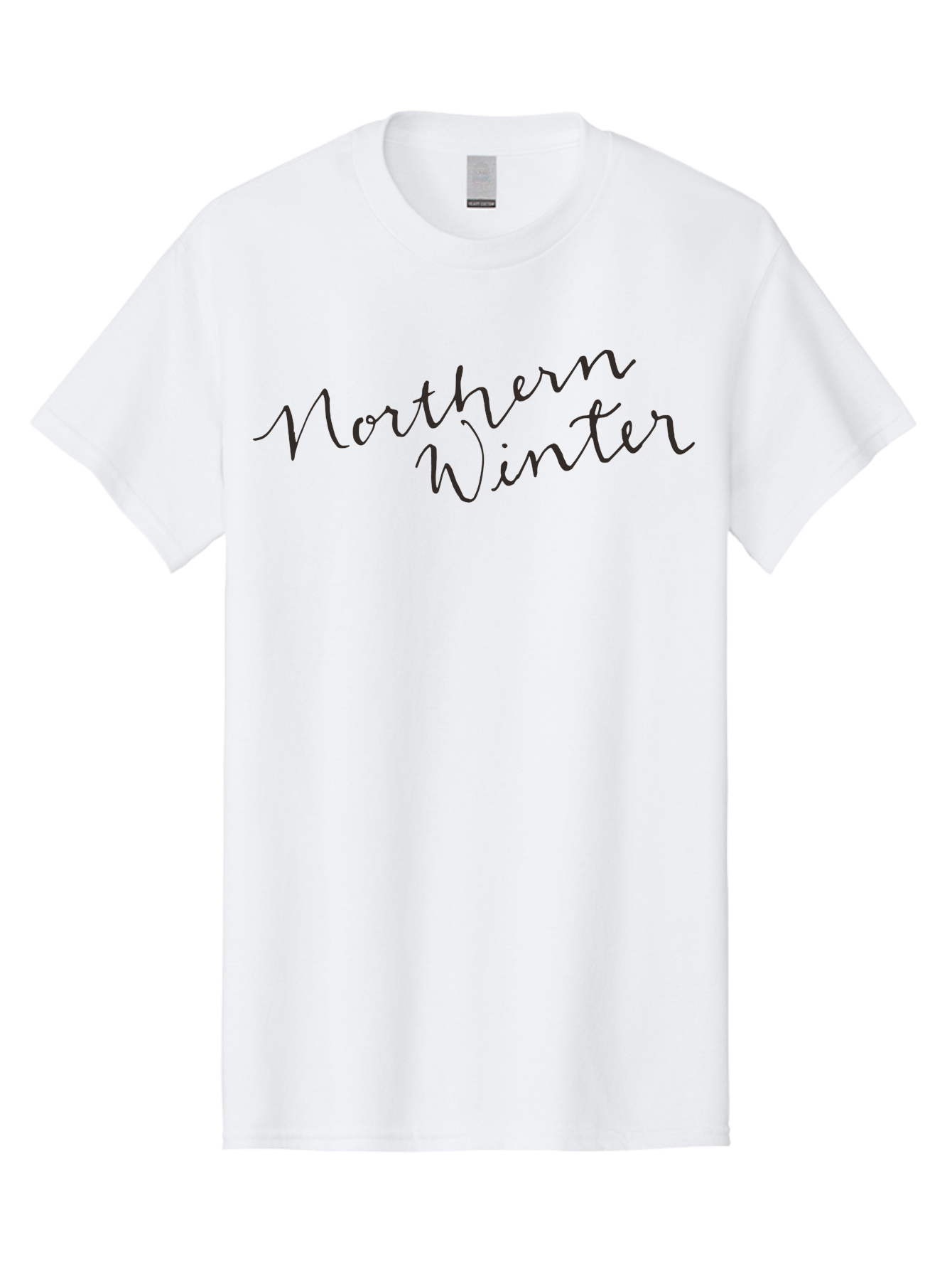 Northern-Winter-2 Men'S Graphic Tee, 100% Cotton, Comfortable Casual Summer Wear, Machine Washable, Northern Winter, Winter Season, Seasonal Theme, Cursive Text, Black Script, Frosty Feel, Cold Weather, Winter Vibes Aab013