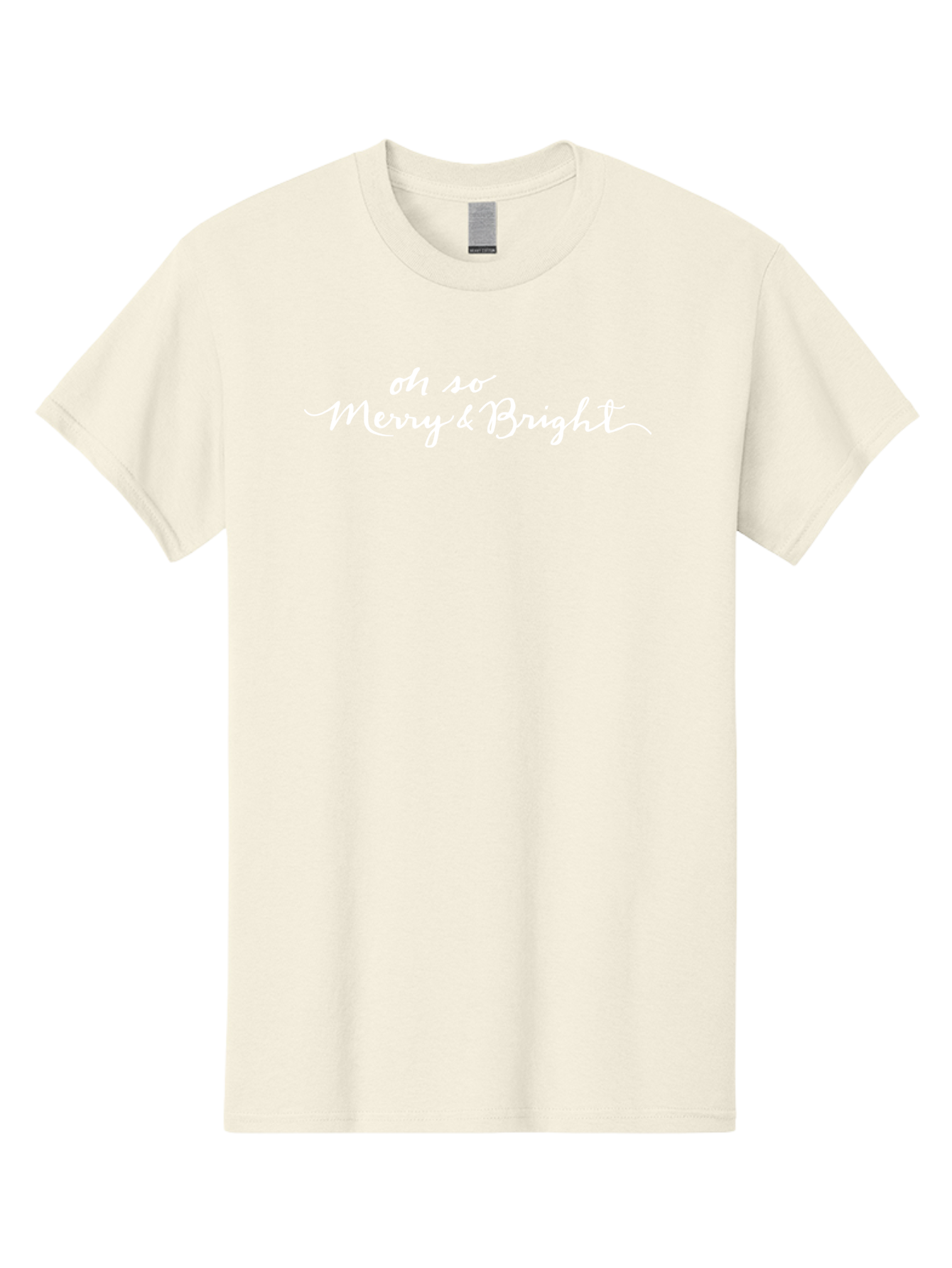 Oh-So-Merry-Bright Men'S Graphic Tee, 100% Cotton, Comfortable Casual Summer Wear, Machine Washable, Christmas Greeting, Holiday Card, Festive Wishes, Merry Christmas, Joyful Holiday, Season'S Greetings, White Cursive Text Aab017