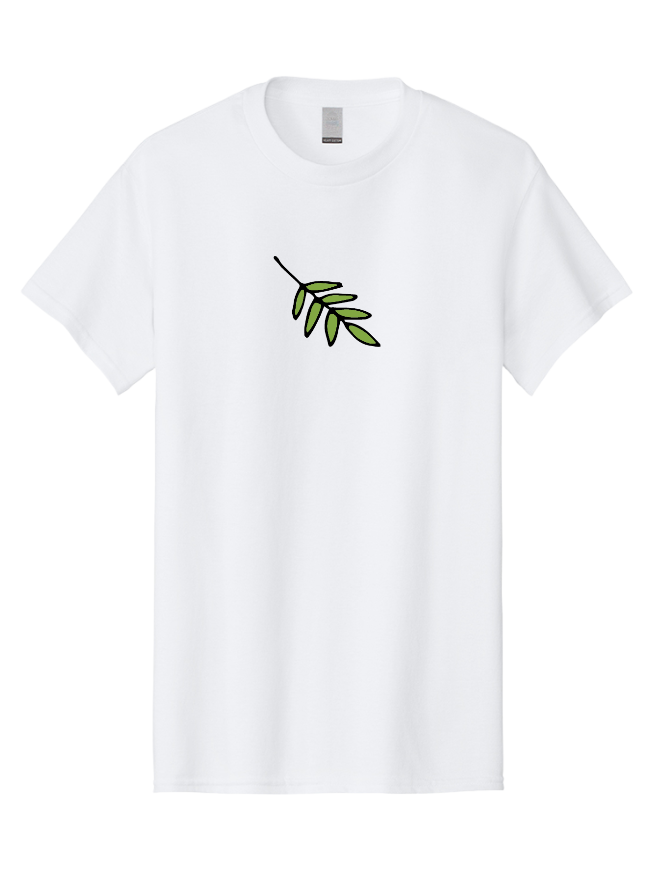 Olive-Branch-1 Men'S Graphic Tee, 100% Cotton, Comfortable Casual Summer Wear, Machine Washable, Olive Branch, Symbol Of Peace, Simple Illustration, Minimalist Design, Black Outline, Leafy Greens, Symbolic Imagery, Peace Sign Aab020