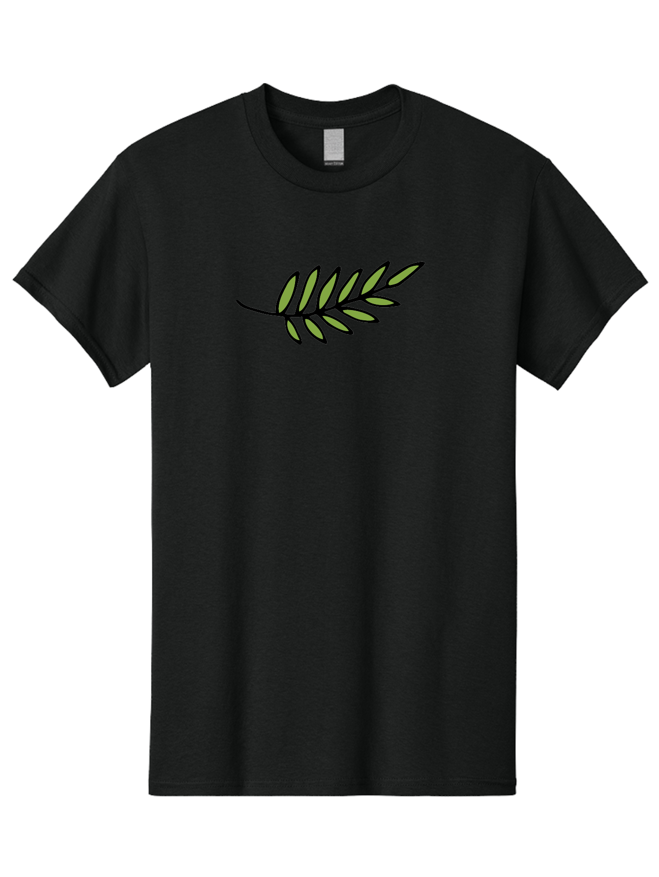 Olive-Branch Men'S Graphic Tee, 100% Cotton, Comfortable Casual Summer Wear, Machine Washable, Olive Branch, Symbolic Peace, Harmonious Design, Simple Illustration, Green Leaves, Black Outline, Minimalistic Art, Elegant Simplicity, Aab021