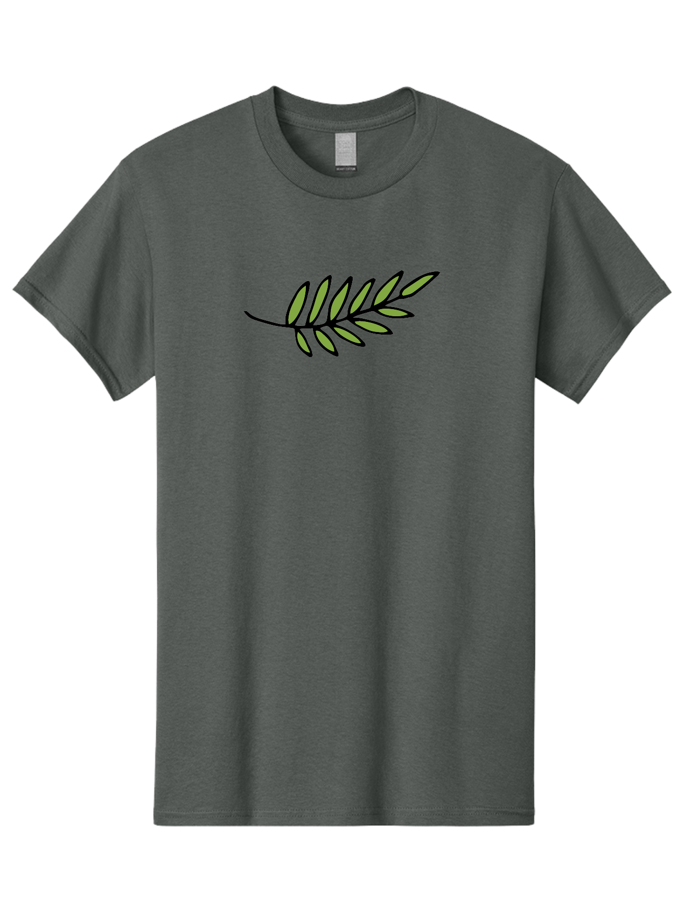 Olive-Branch Men'S Graphic Tee, 100% Cotton, Comfortable Casual Summer Wear, Machine Washable, Olive Branch, Symbolic Peace, Harmonious Design, Simple Illustration, Green Leaves, Black Outline, Minimalistic Art, Elegant Simplicity, Aab021