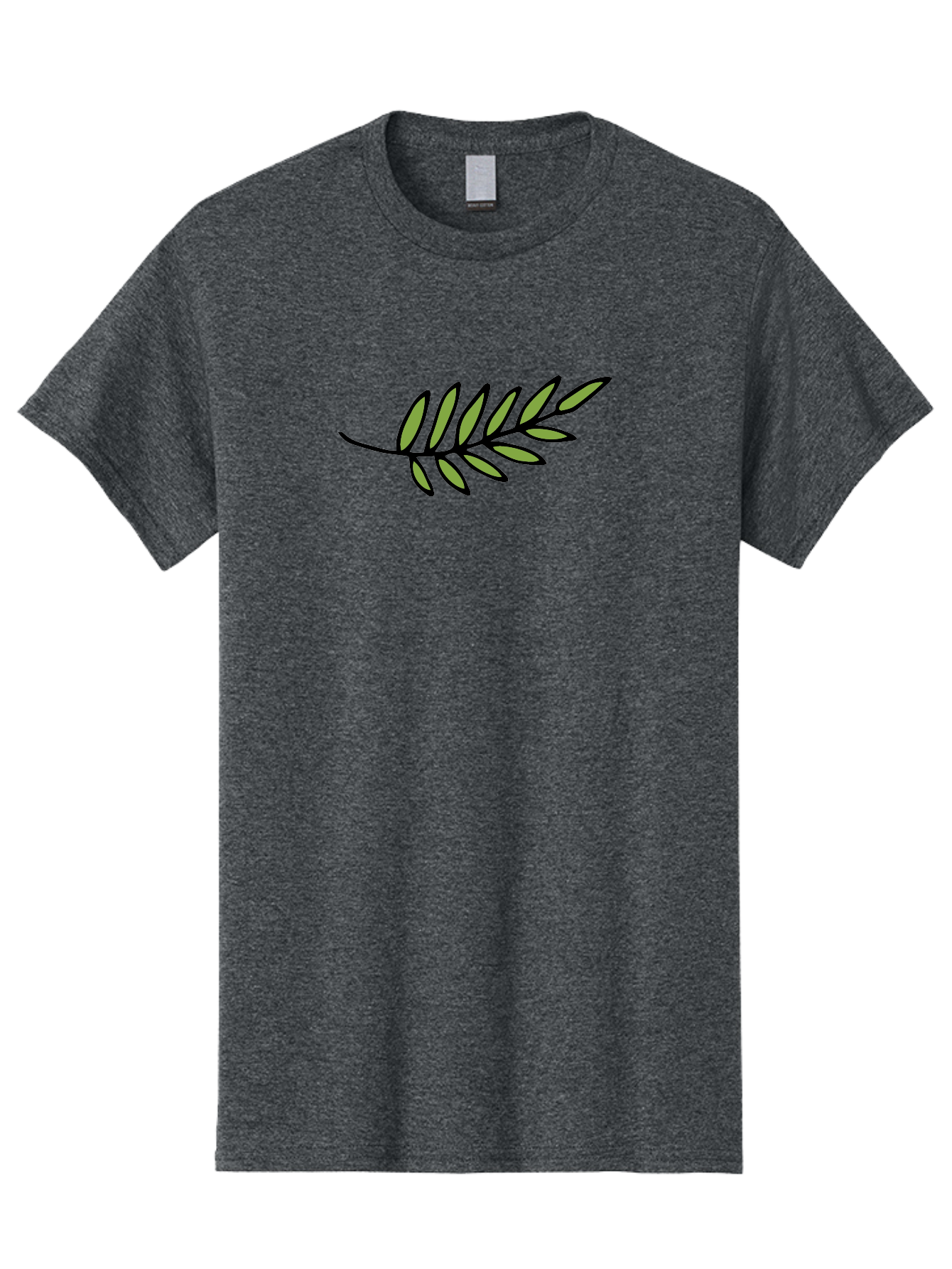Olive-Branch Men'S Graphic Tee, 100% Cotton, Comfortable Casual Summer Wear, Machine Washable, Olive Branch, Symbolic Peace, Harmonious Design, Simple Illustration, Green Leaves, Black Outline, Minimalistic Art, Elegant Simplicity, Aab021