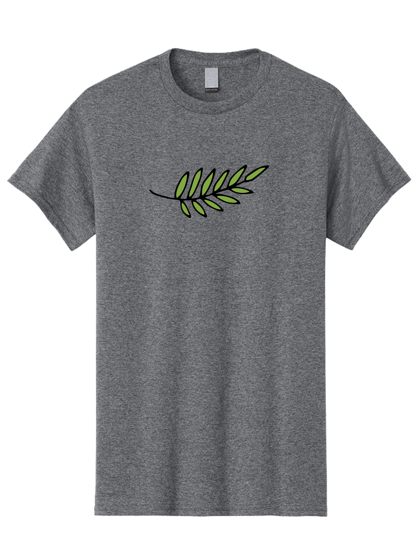 Olive-Branch Men'S Graphic Tee, 100% Cotton, Comfortable Casual Summer Wear, Machine Washable, Olive Branch, Symbolic Peace, Harmonious Design, Simple Illustration, Green Leaves, Black Outline, Minimalistic Art, Elegant Simplicity, Aab021