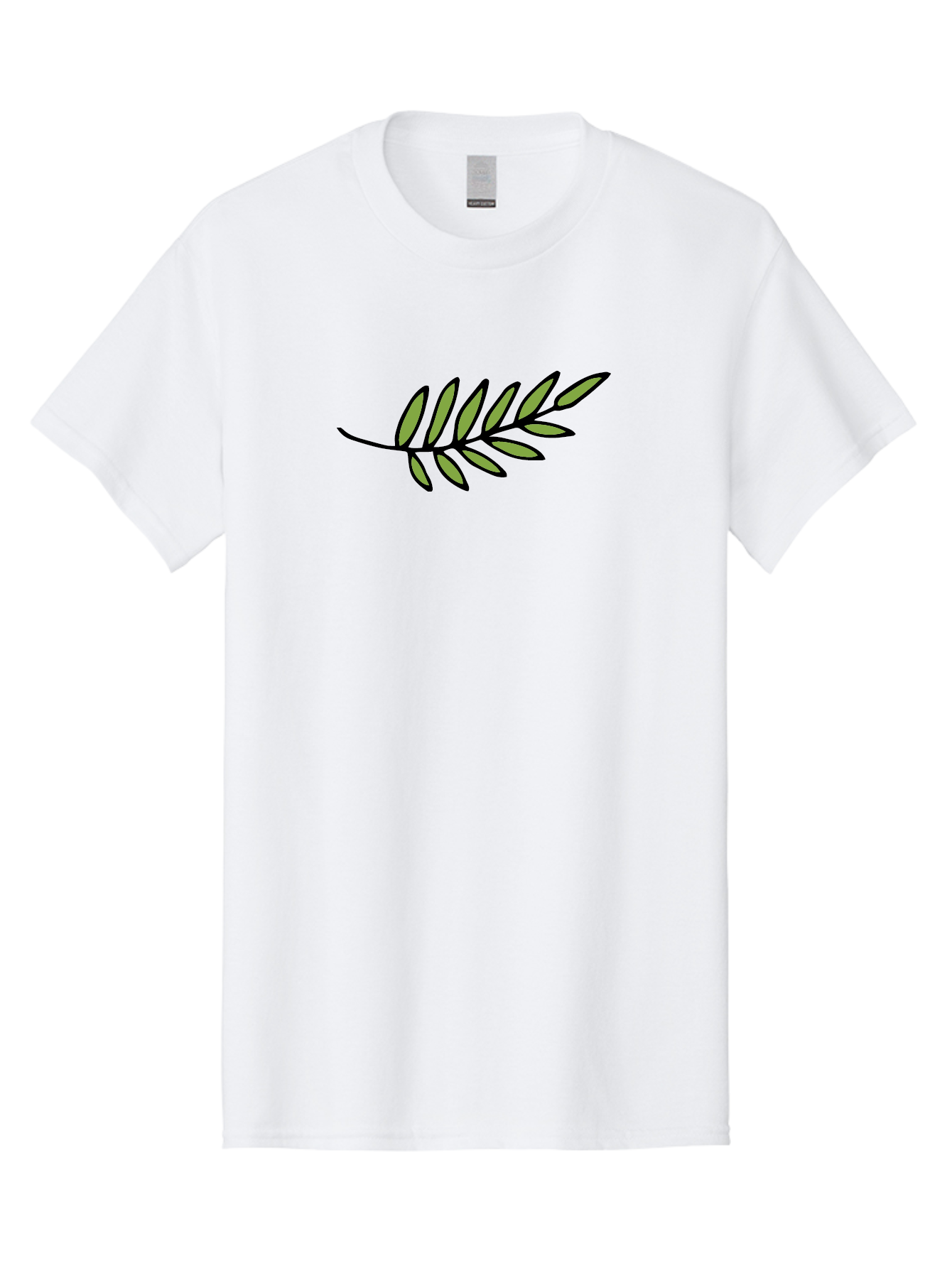 Olive-Branch Men'S Graphic Tee, 100% Cotton, Comfortable Casual Summer Wear, Machine Washable, Olive Branch, Symbolic Peace, Harmonious Design, Simple Illustration, Green Leaves, Black Outline, Minimalistic Art, Elegant Simplicity, Aab021
