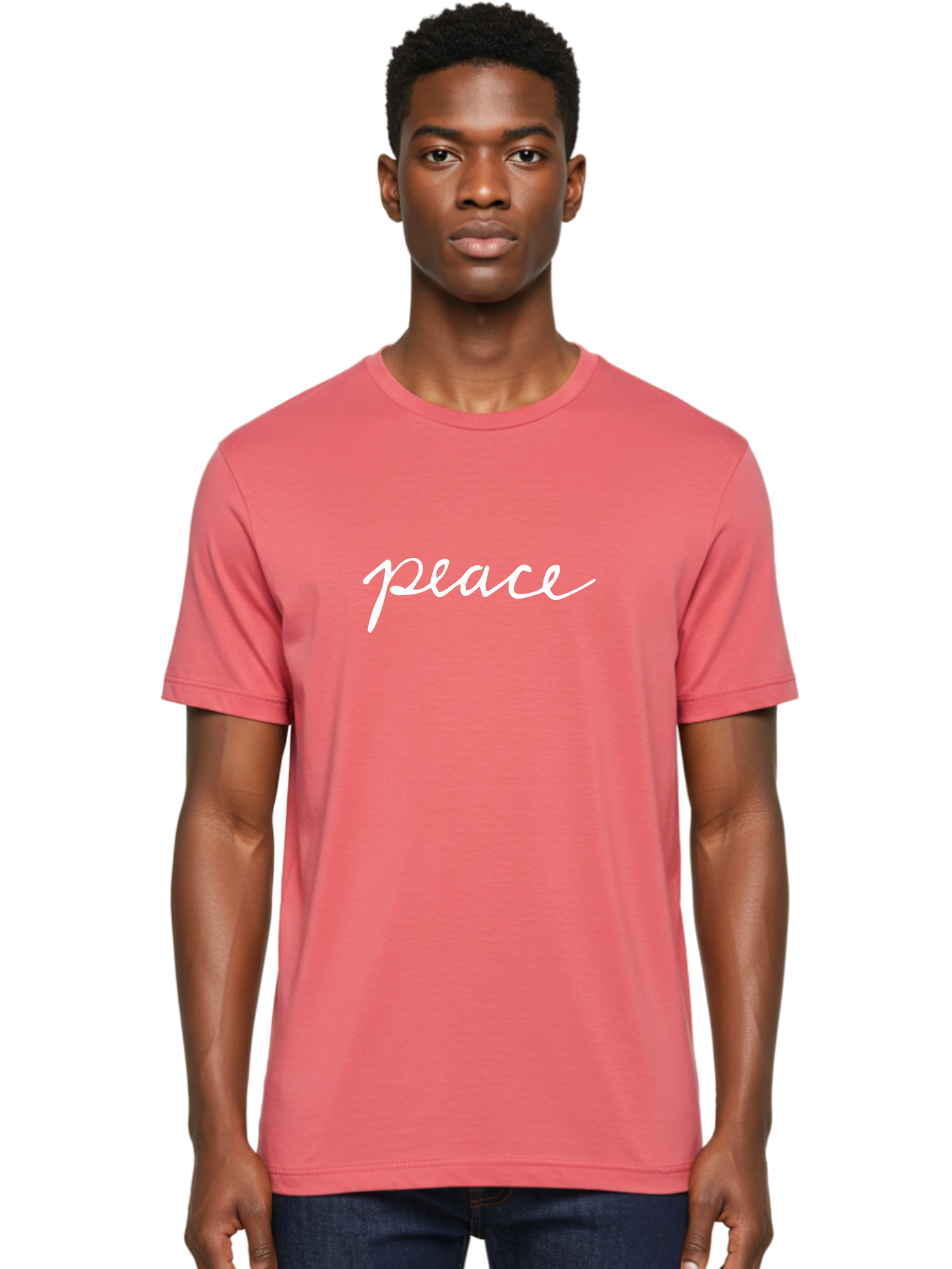 Peace-1 Men'S Graphic Tee, 100% Cotton, Comfortable Casual Summer Wear, Machine Washable, Peace Sign, Calming Message, Serene Atmosphere, Peaceful Vibes, Inspirational Quote, Harmony, Tranquility, Love, Mindfulness, Relaxation Aab025